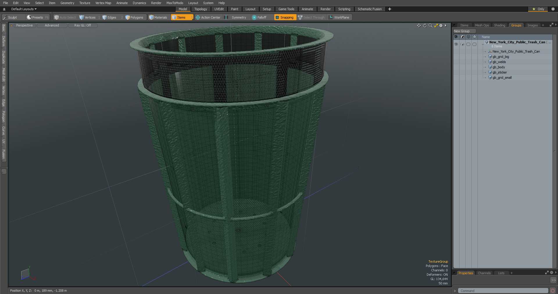3D model New York City Public Trash Can