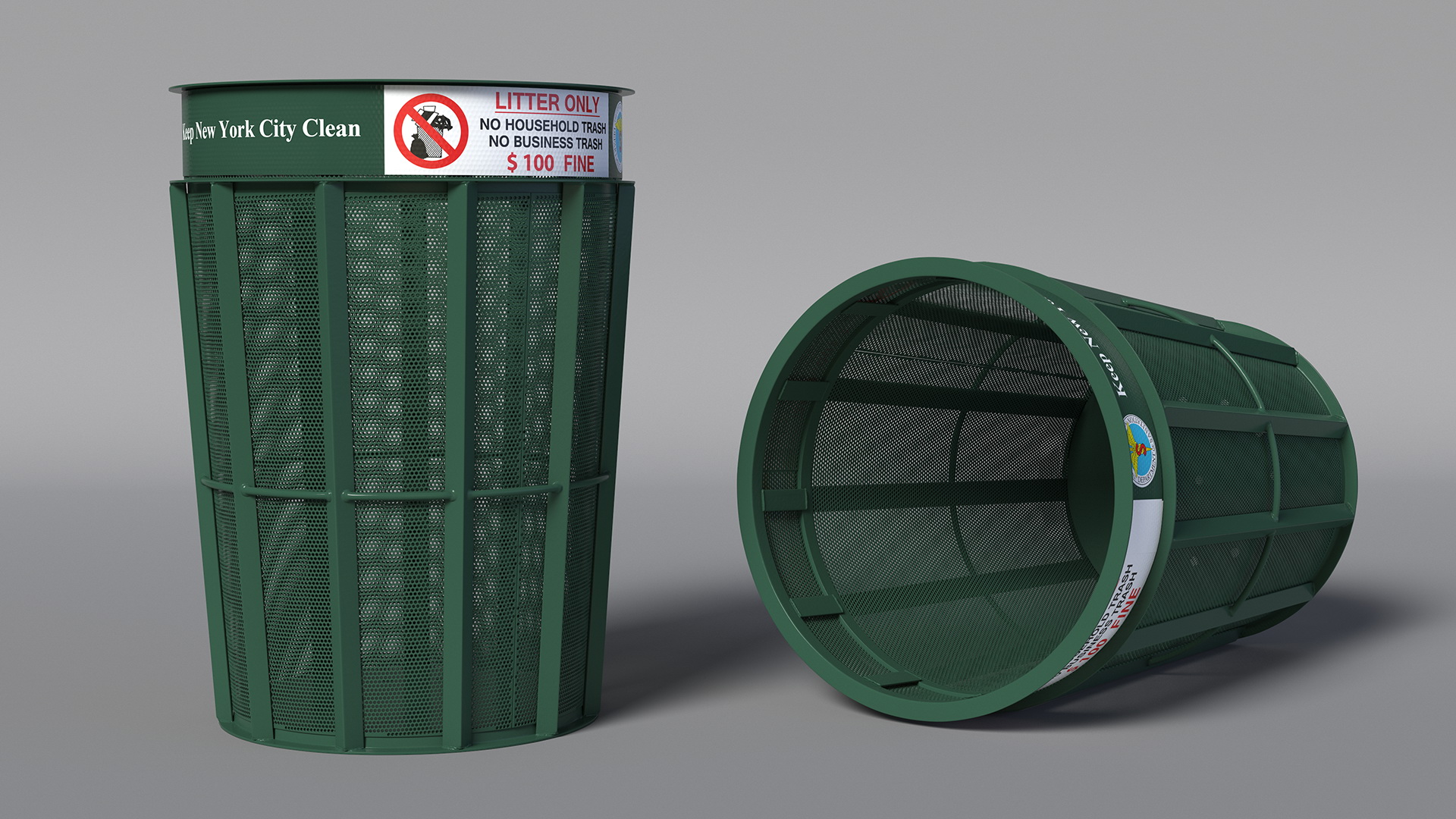 3D model New York City Public Trash Can