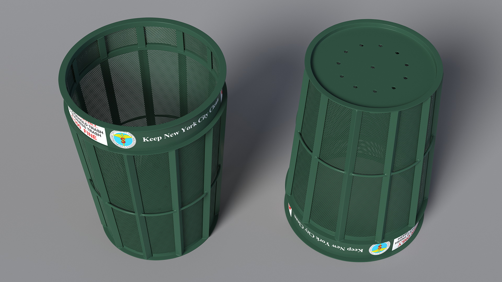 3D model New York City Public Trash Can