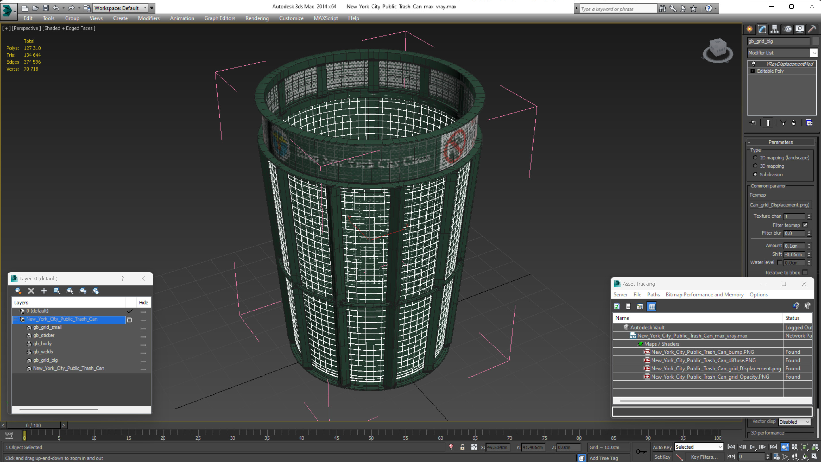 3D model New York City Public Trash Can