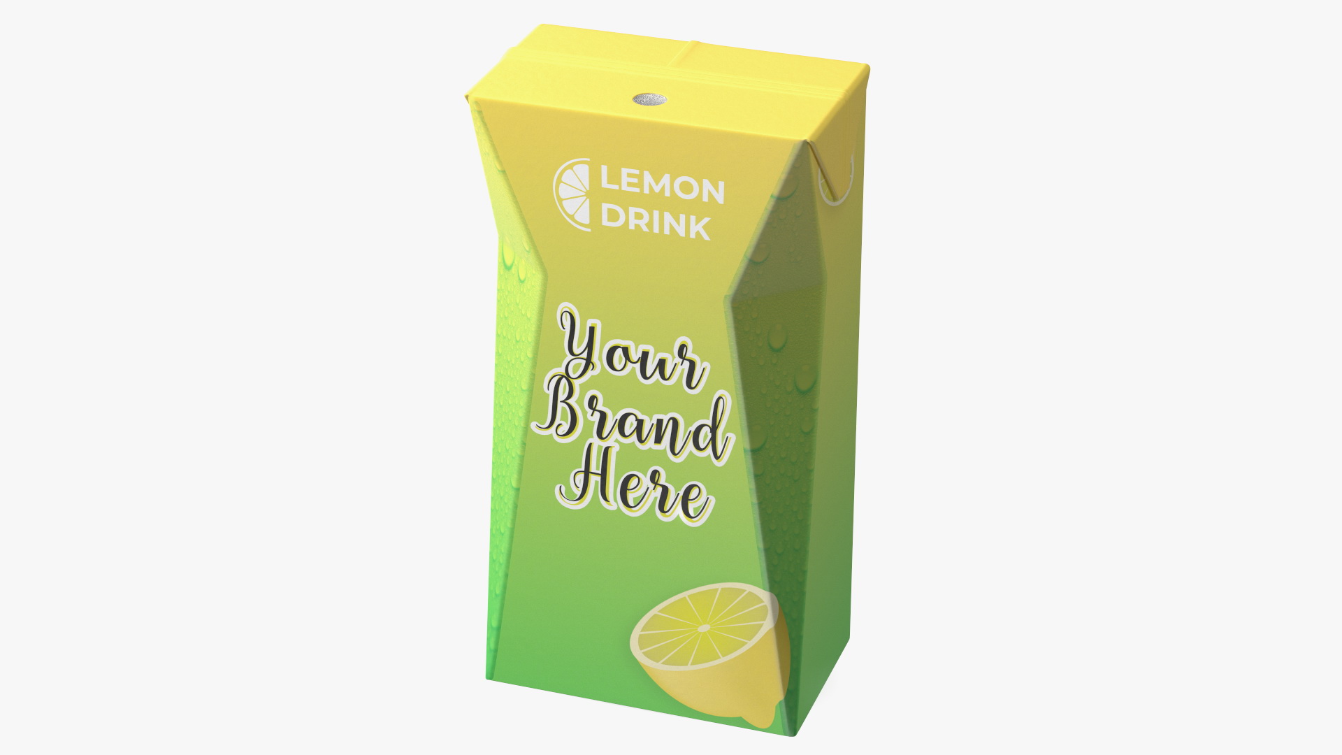 Small Aseptic Carton with Straw Hole Mockup Green 3D model