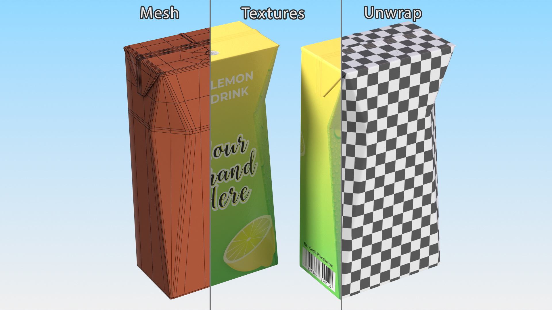 Small Aseptic Carton with Straw Hole Mockup Green 3D model