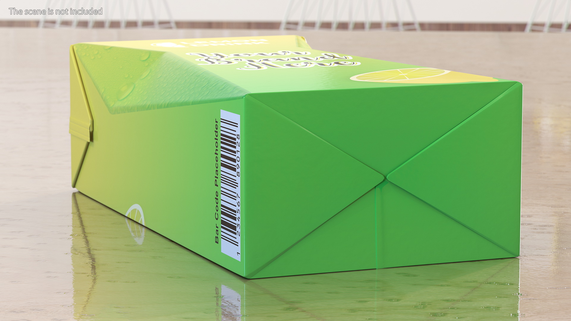 Small Aseptic Carton with Straw Hole Mockup Green 3D model