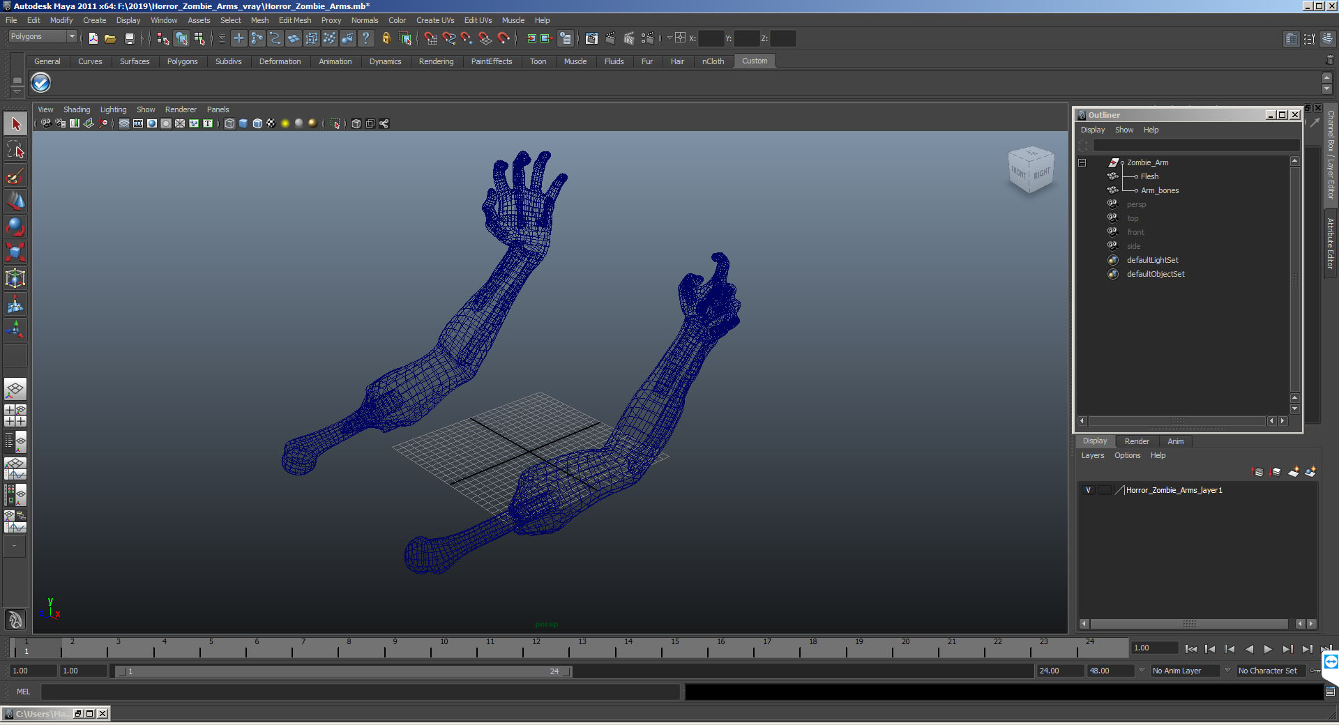3D Horror Zombie Arms model