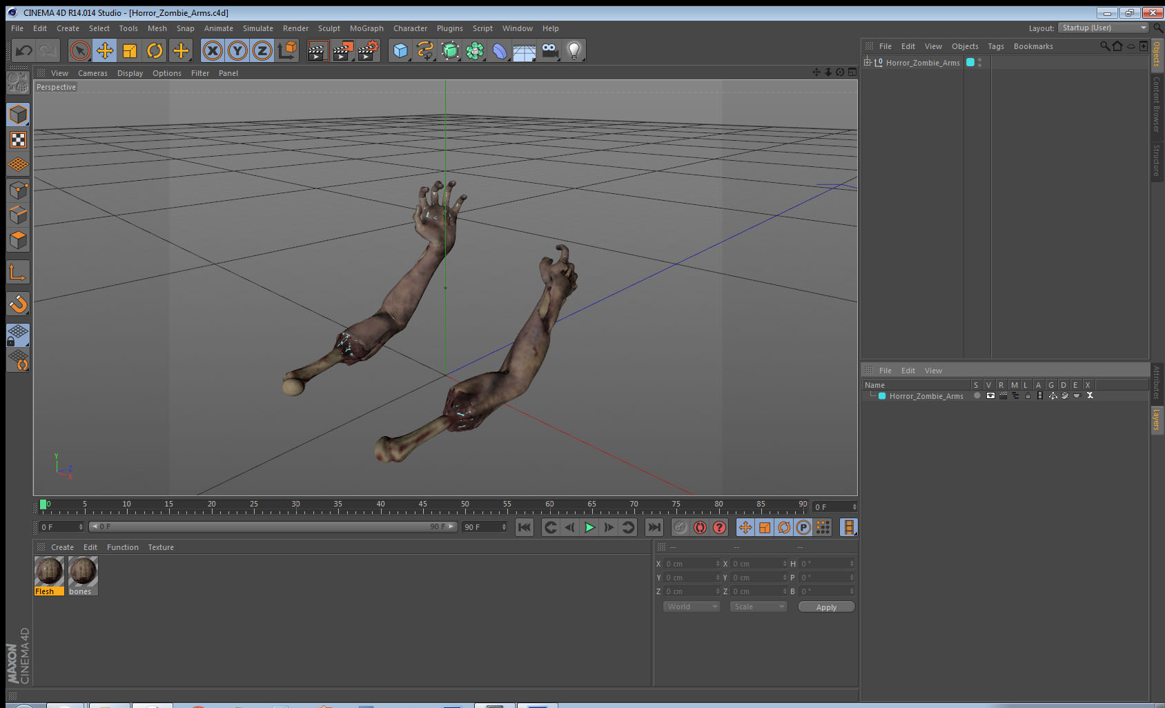 3D Horror Zombie Arms model