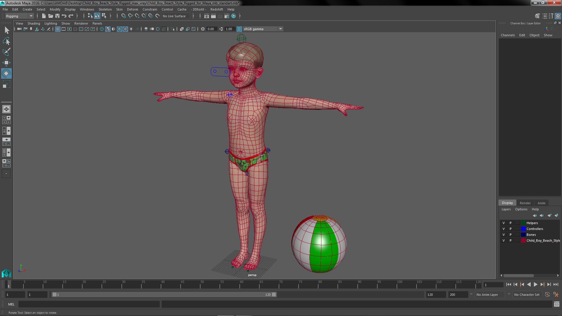 Child Boy Beach Style Rigged for Maya 3D