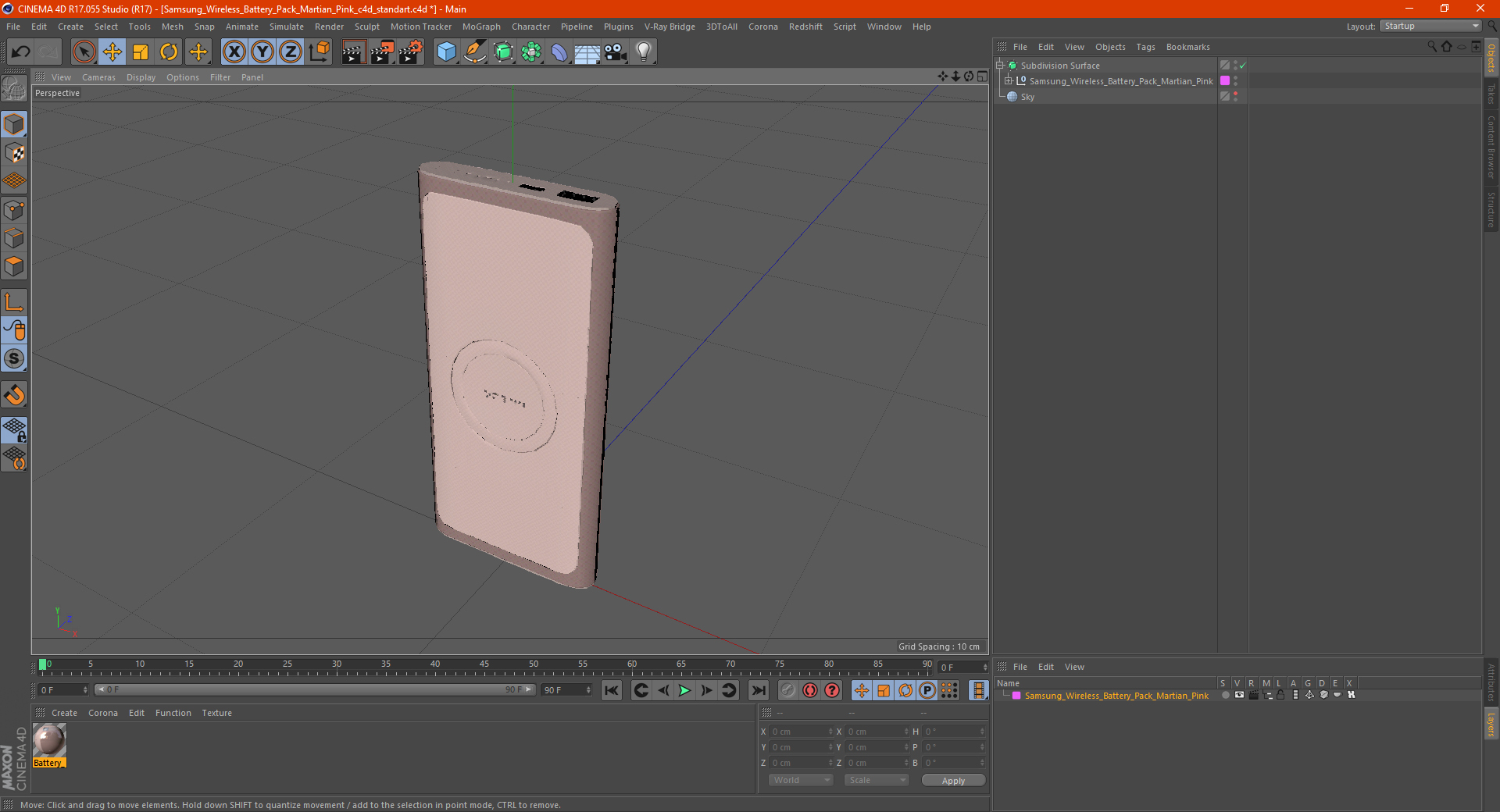 Samsung Wireless Battery Pack Martian Pink 3D
