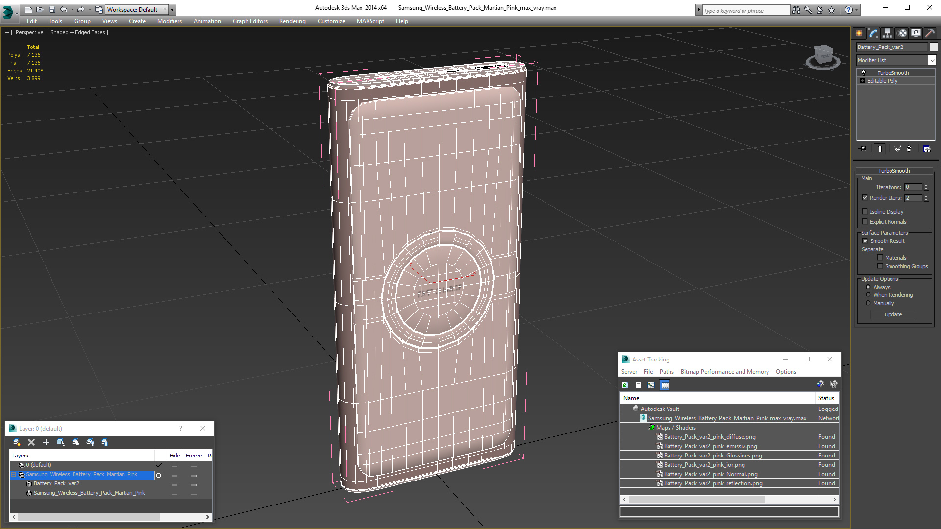 Samsung Wireless Battery Pack Martian Pink 3D