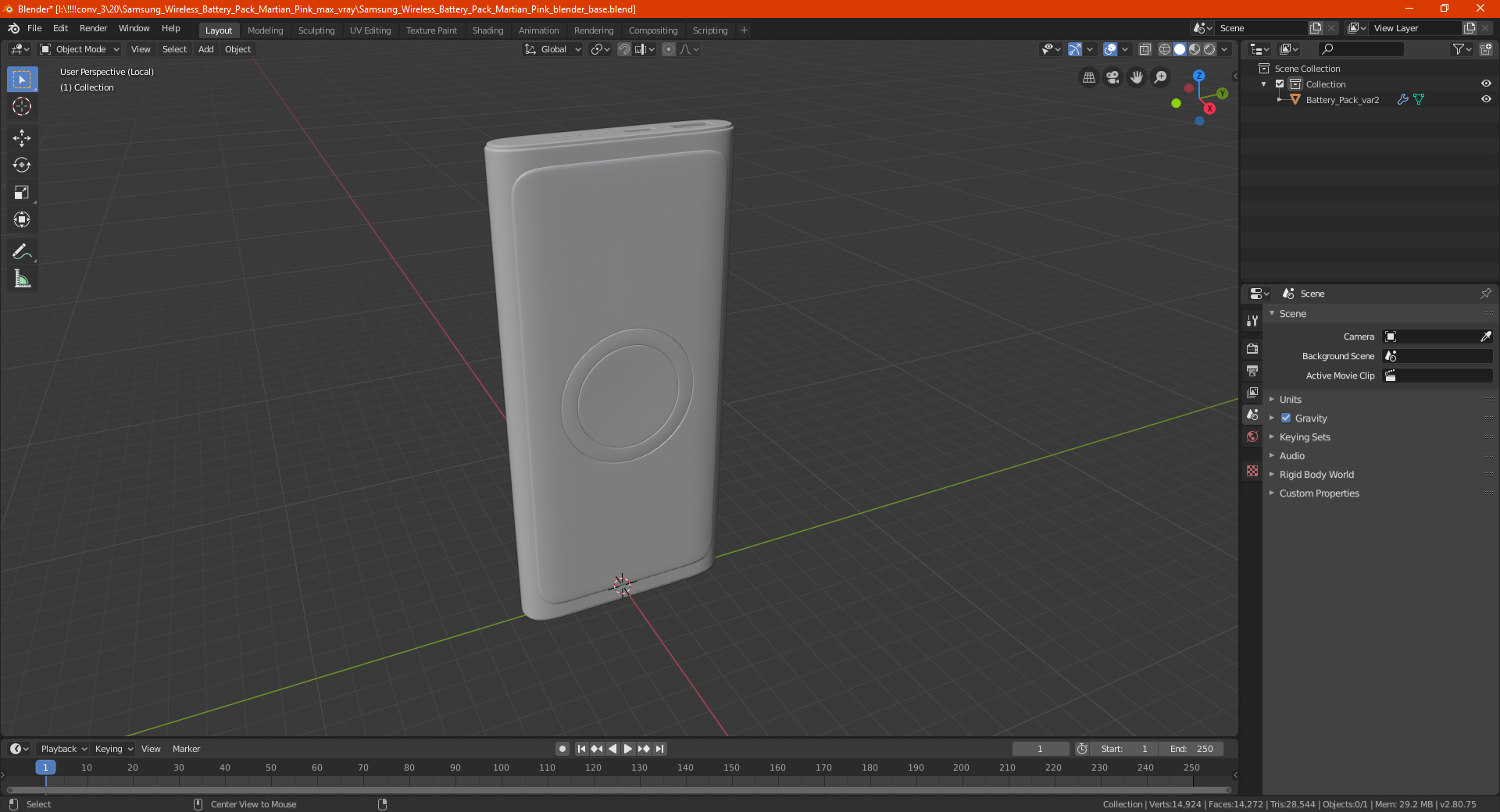 Samsung Wireless Battery Pack Martian Pink 3D