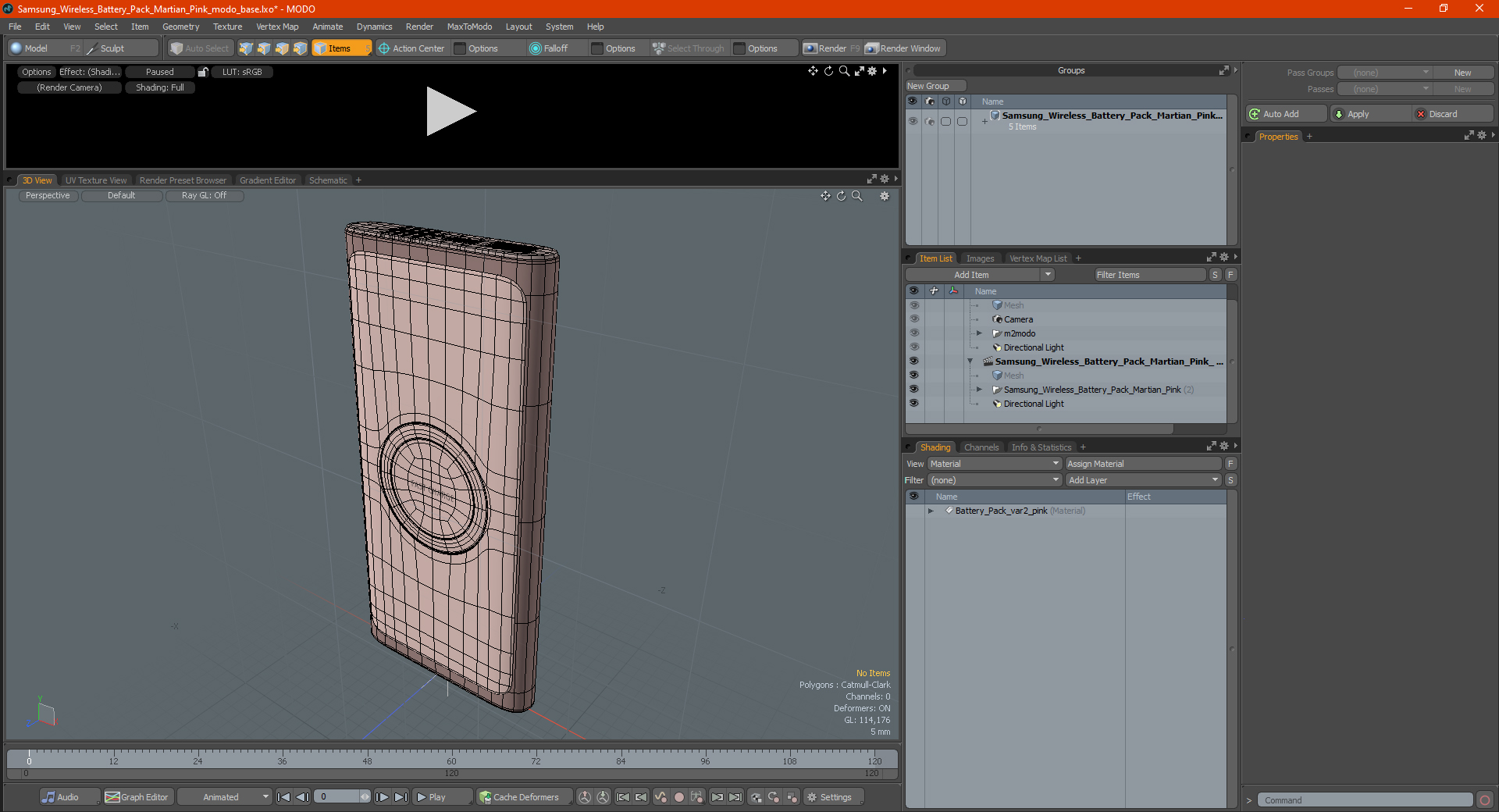 Samsung Wireless Battery Pack Martian Pink 3D
