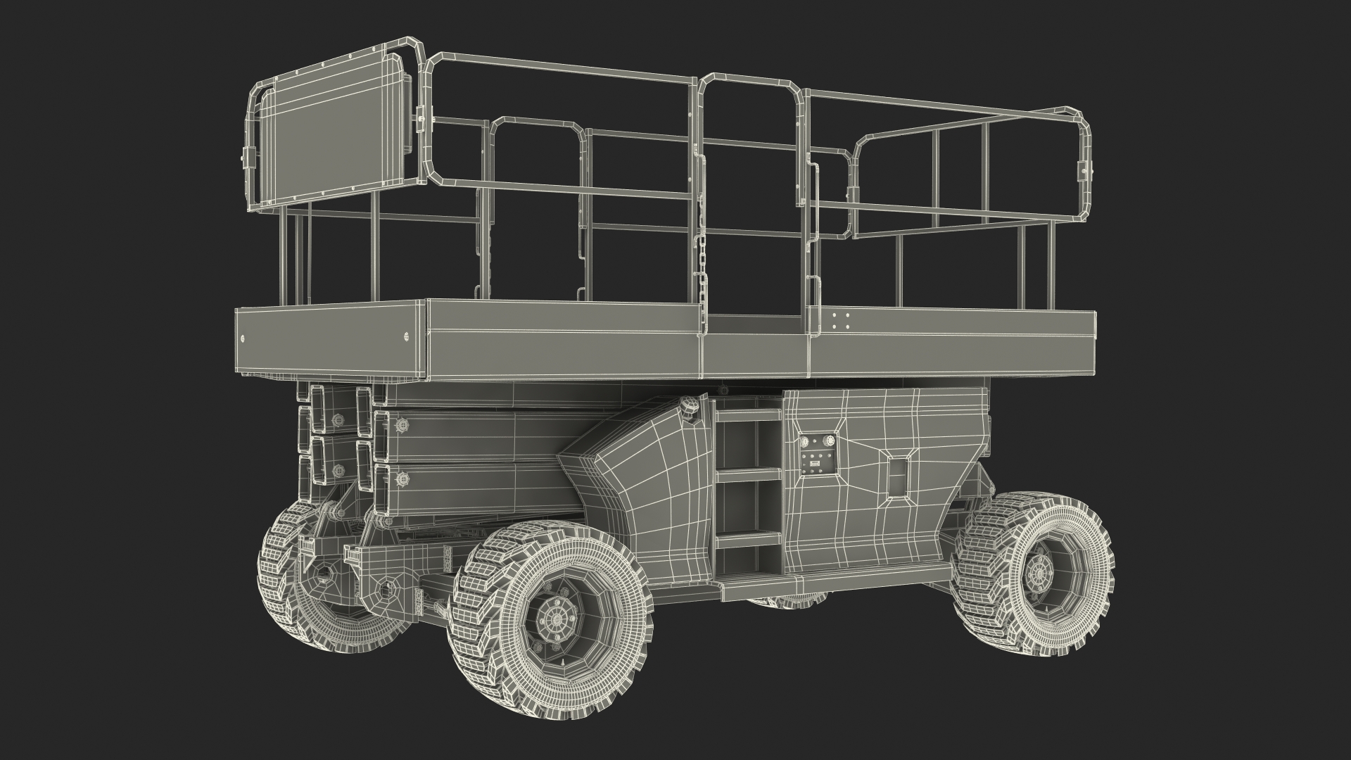3D model Industrial Heavy Duty Scissor Lift Rigged for Maya