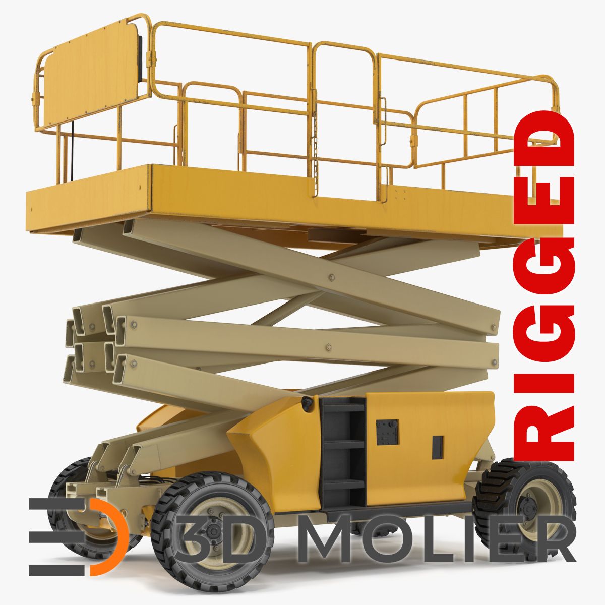 3D model Industrial Heavy Duty Scissor Lift Rigged for Maya