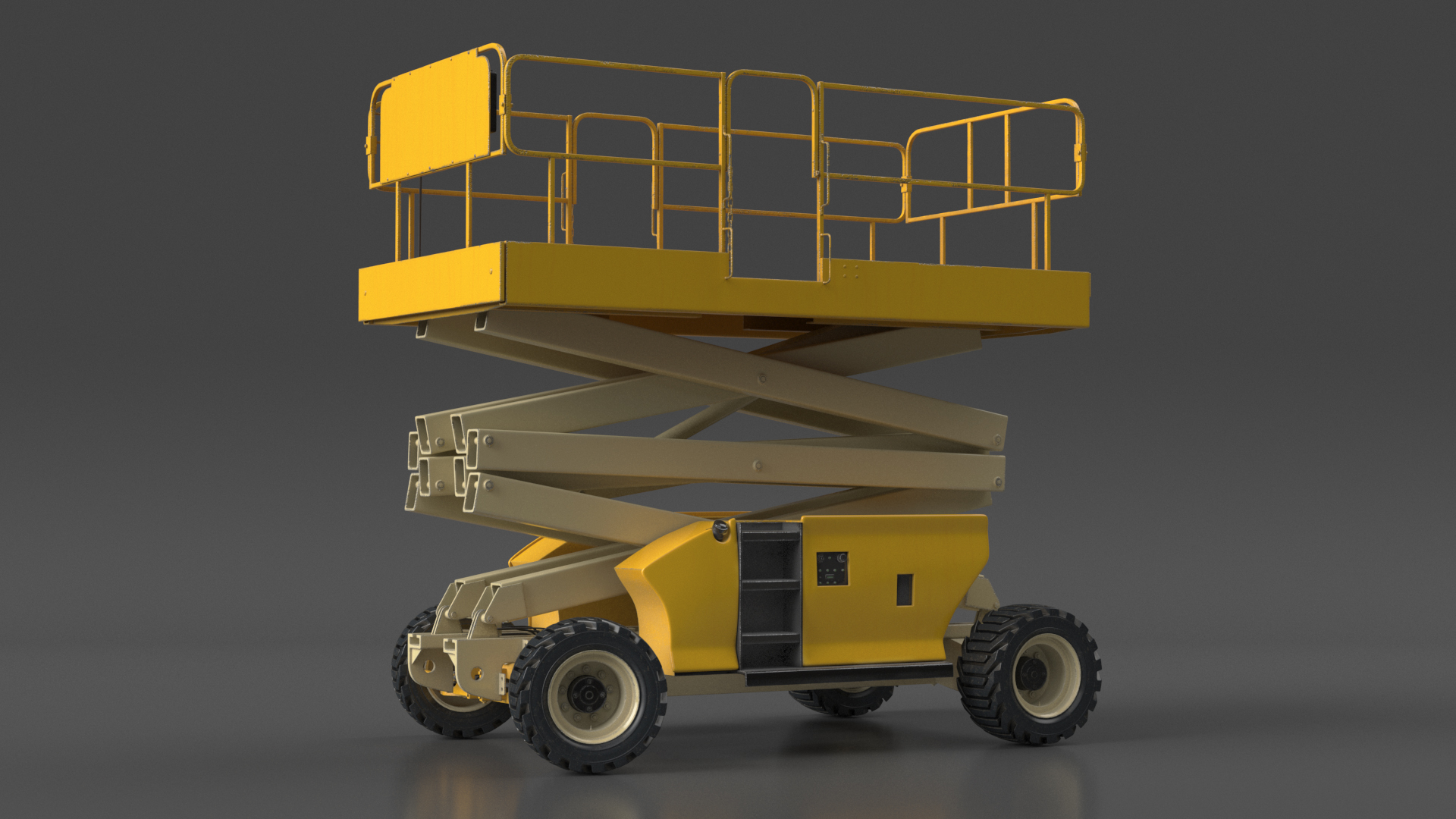 3D model Industrial Heavy Duty Scissor Lift Rigged for Maya