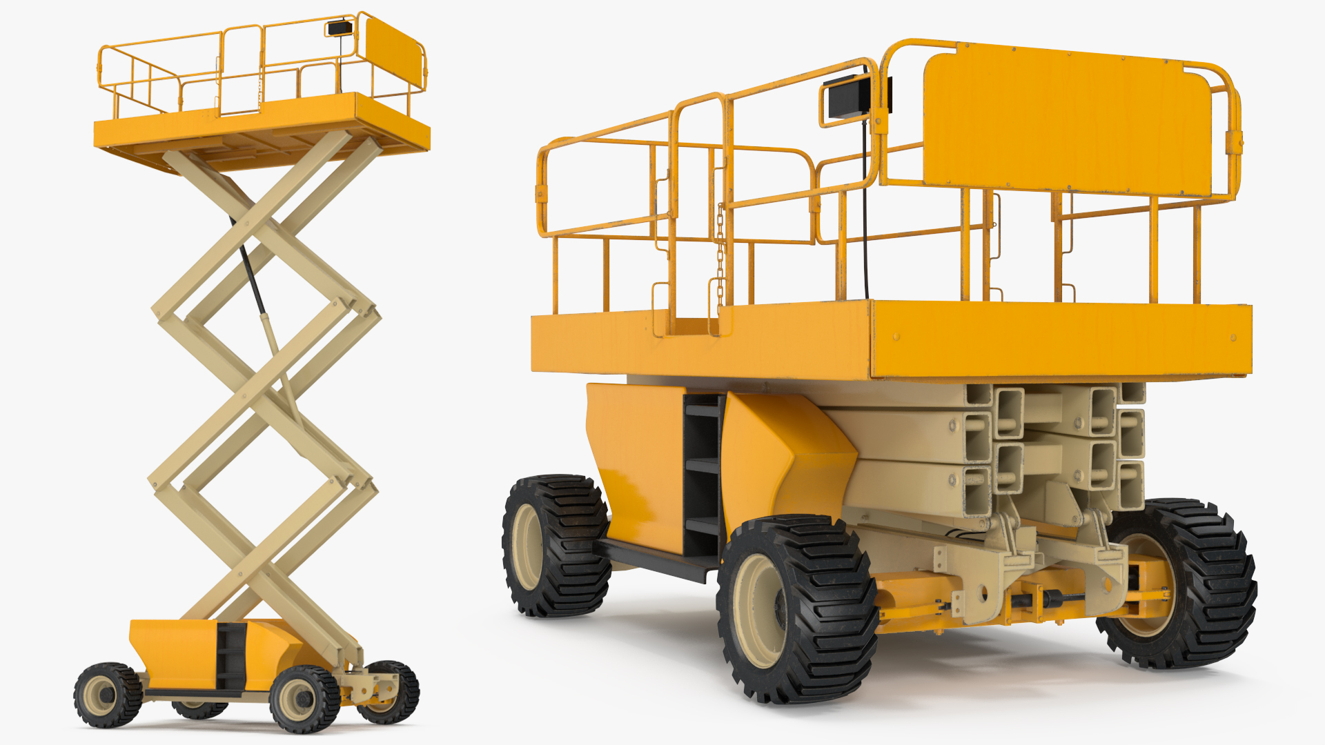 3D model Industrial Heavy Duty Scissor Lift Rigged for Maya