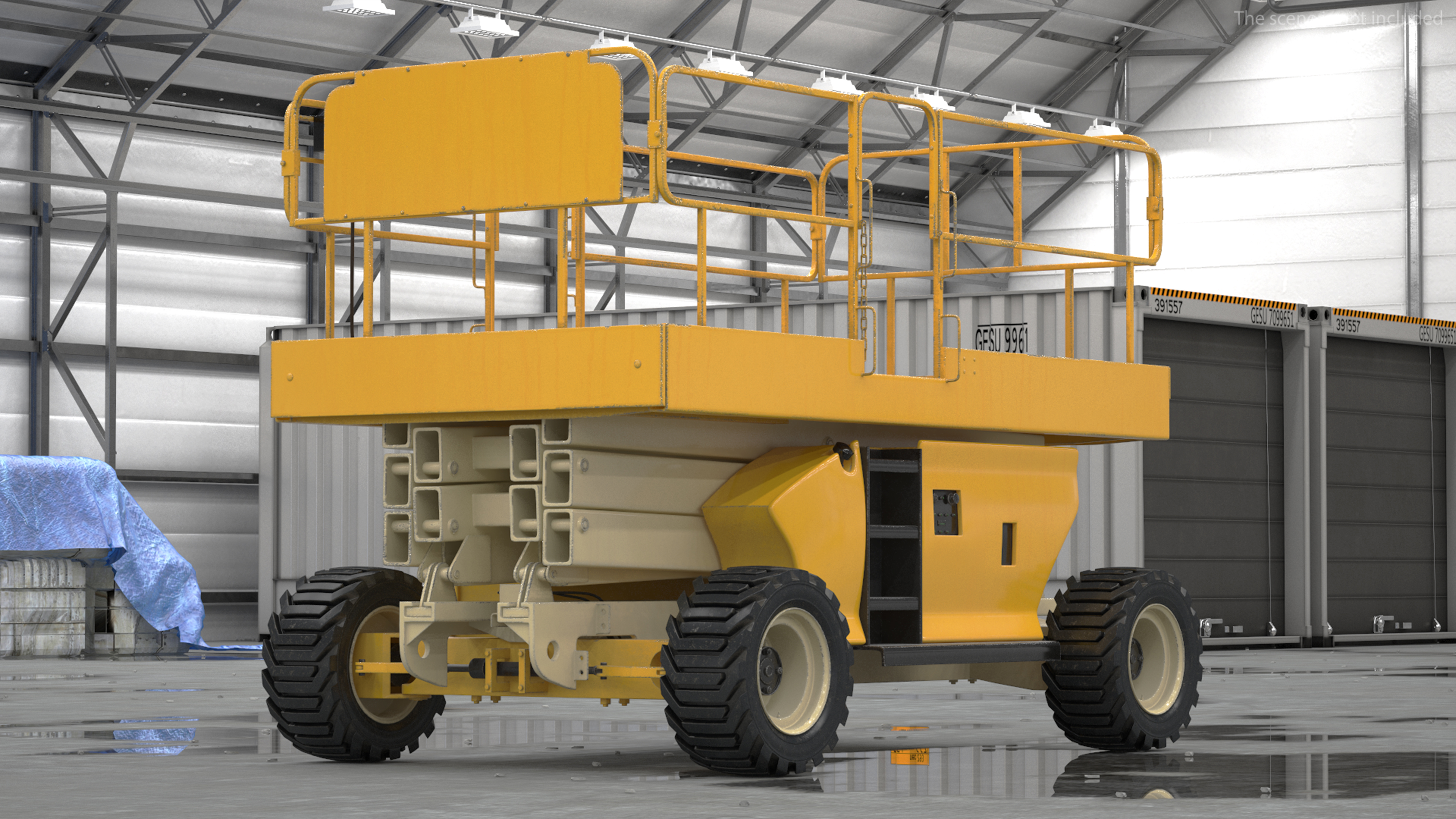 3D model Industrial Heavy Duty Scissor Lift Rigged for Maya