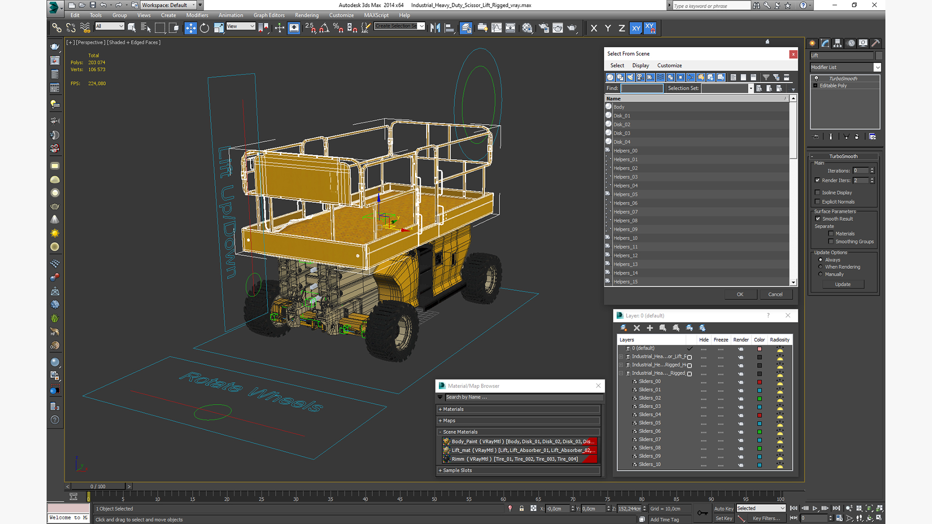 3D model Industrial Heavy Duty Scissor Lift Rigged for Maya