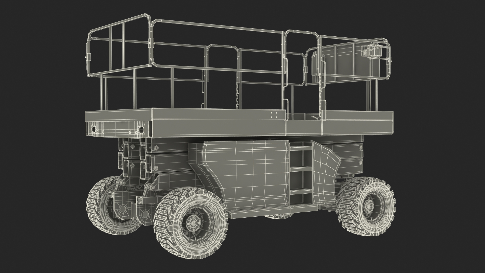 3D model Industrial Heavy Duty Scissor Lift Rigged for Maya
