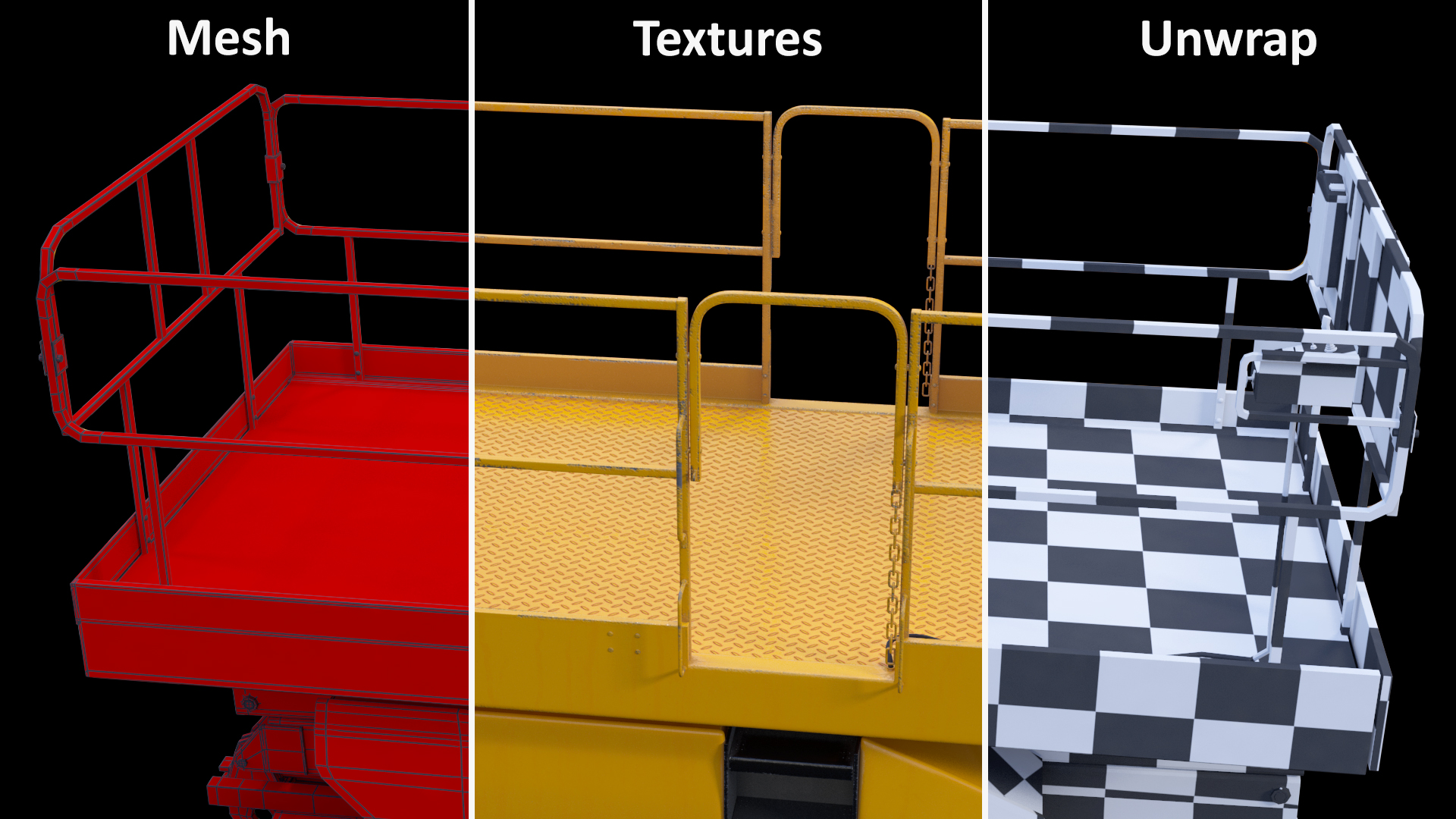 3D model Industrial Heavy Duty Scissor Lift Rigged for Maya