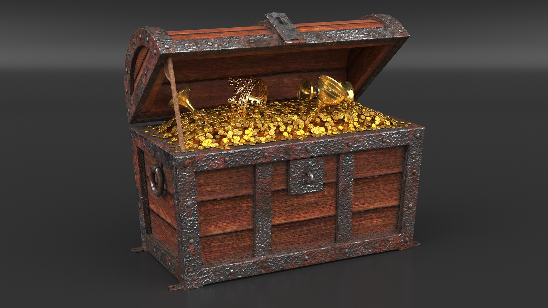 3D Old Treasure Chest Open model