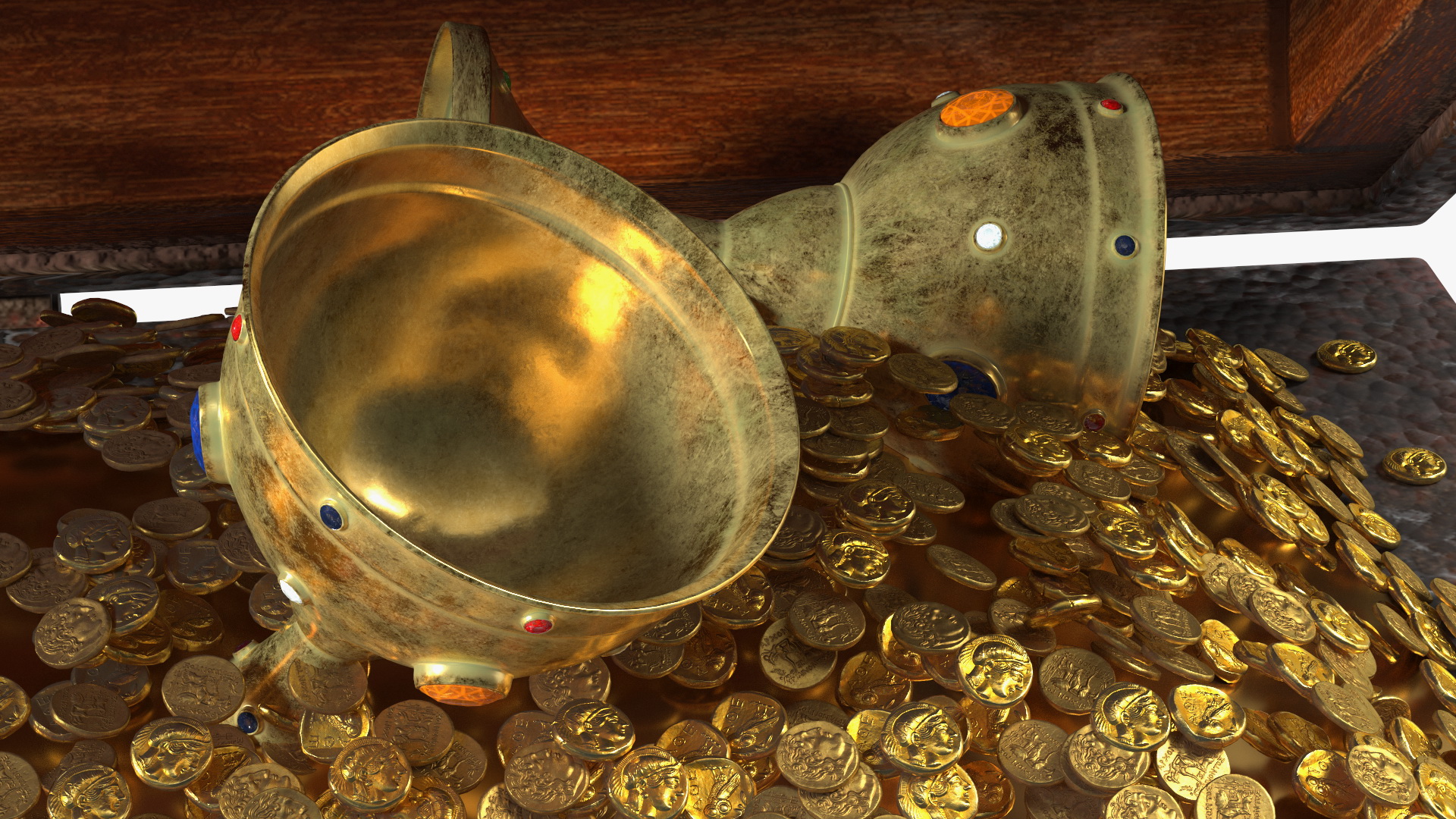 3D Old Treasure Chest Open model