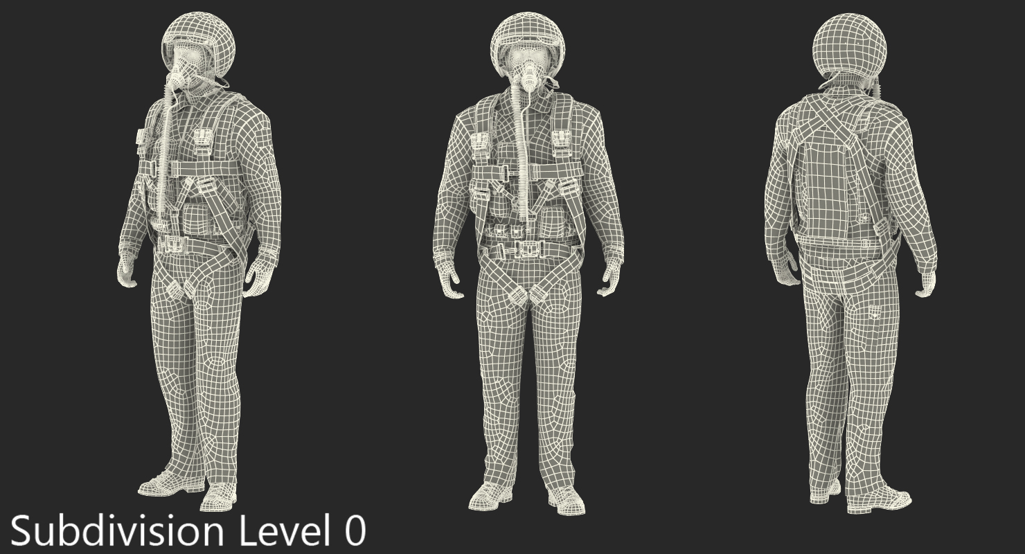 Russian Jet Fighter Pilot Standing 3D model