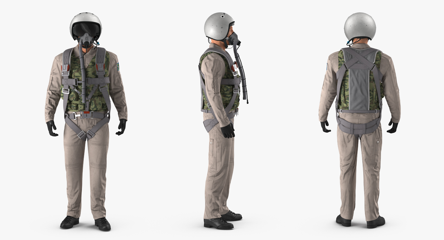 Russian Jet Fighter Pilot Standing 3D model