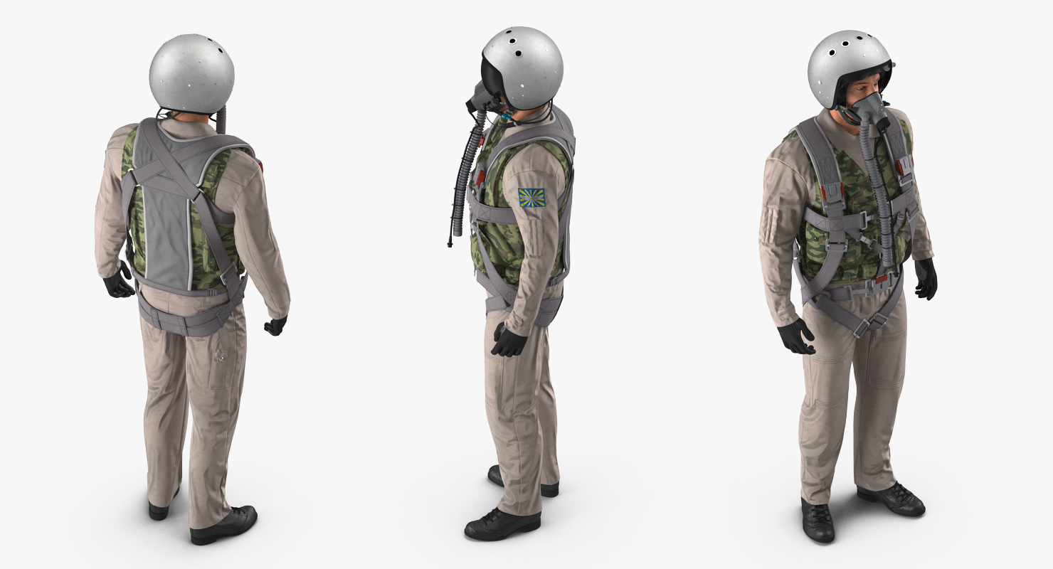 Russian Jet Fighter Pilot Standing 3D model