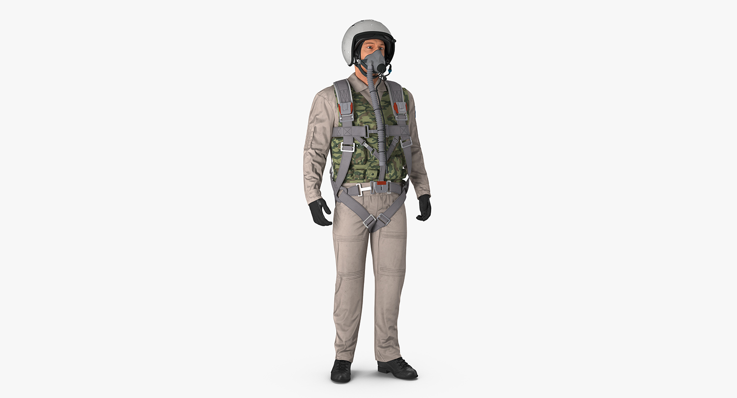 Russian Jet Fighter Pilot Standing 3D model