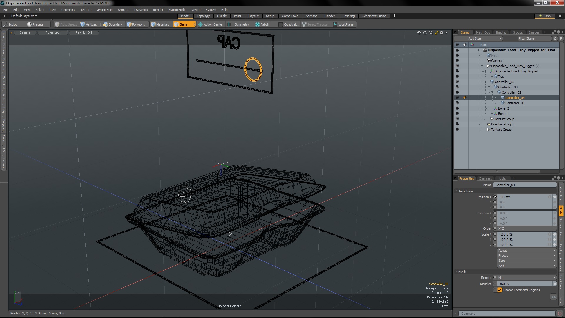 3D Disposable Food Tray Rigged for Modo