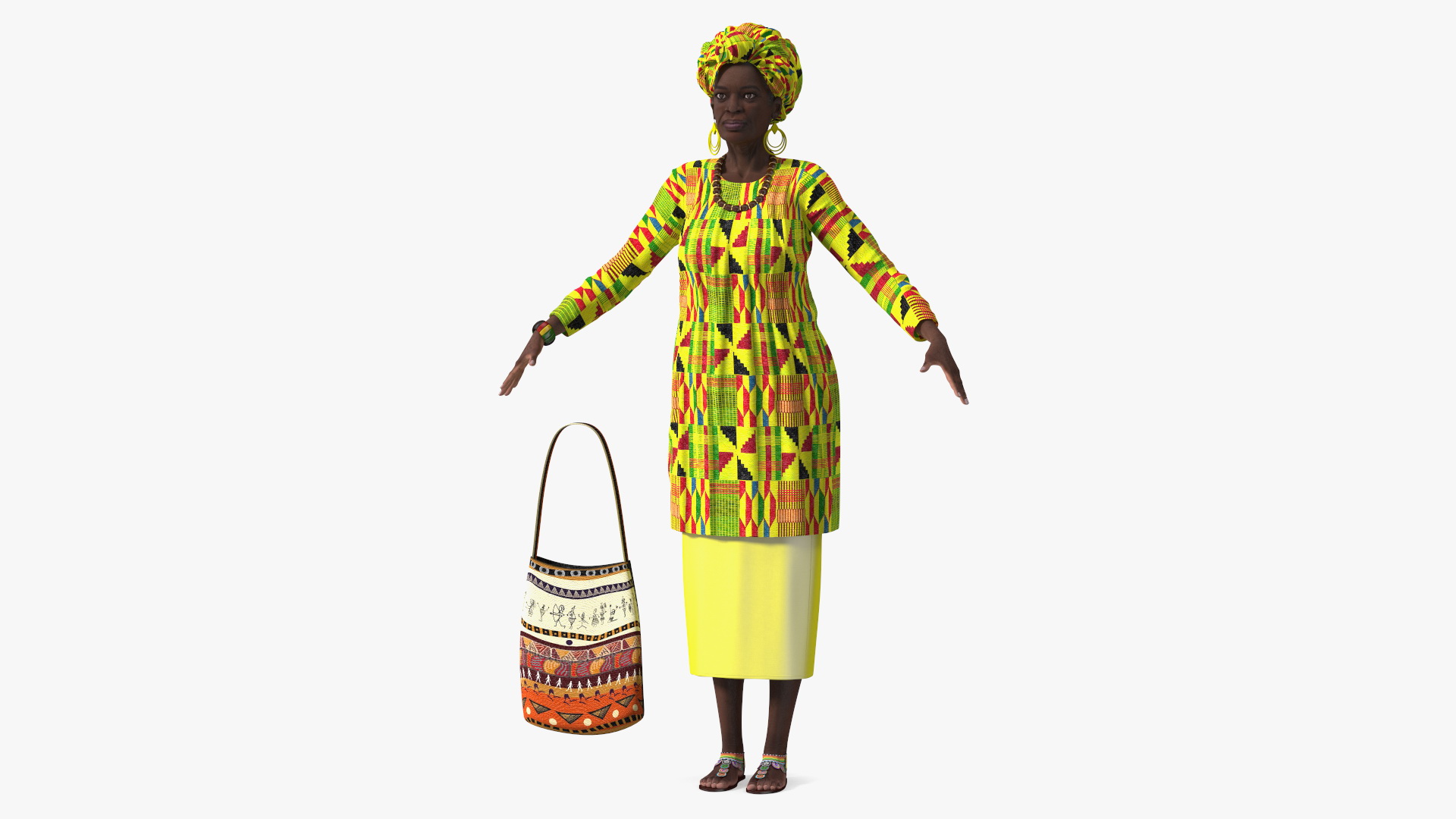 African Woman Wearing Traditional Clothes Neutral Pose 3D model