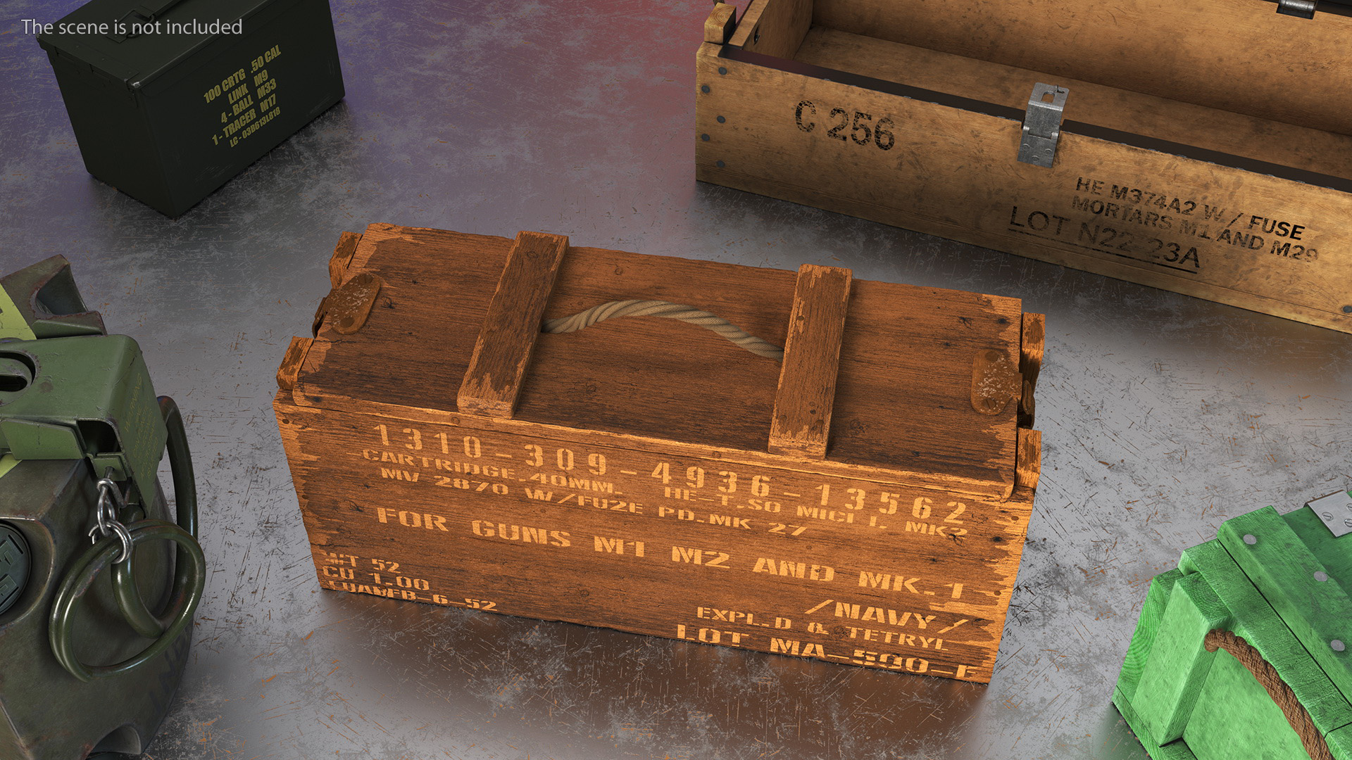 Vintage Wooden Military Ammo Crate 3D model