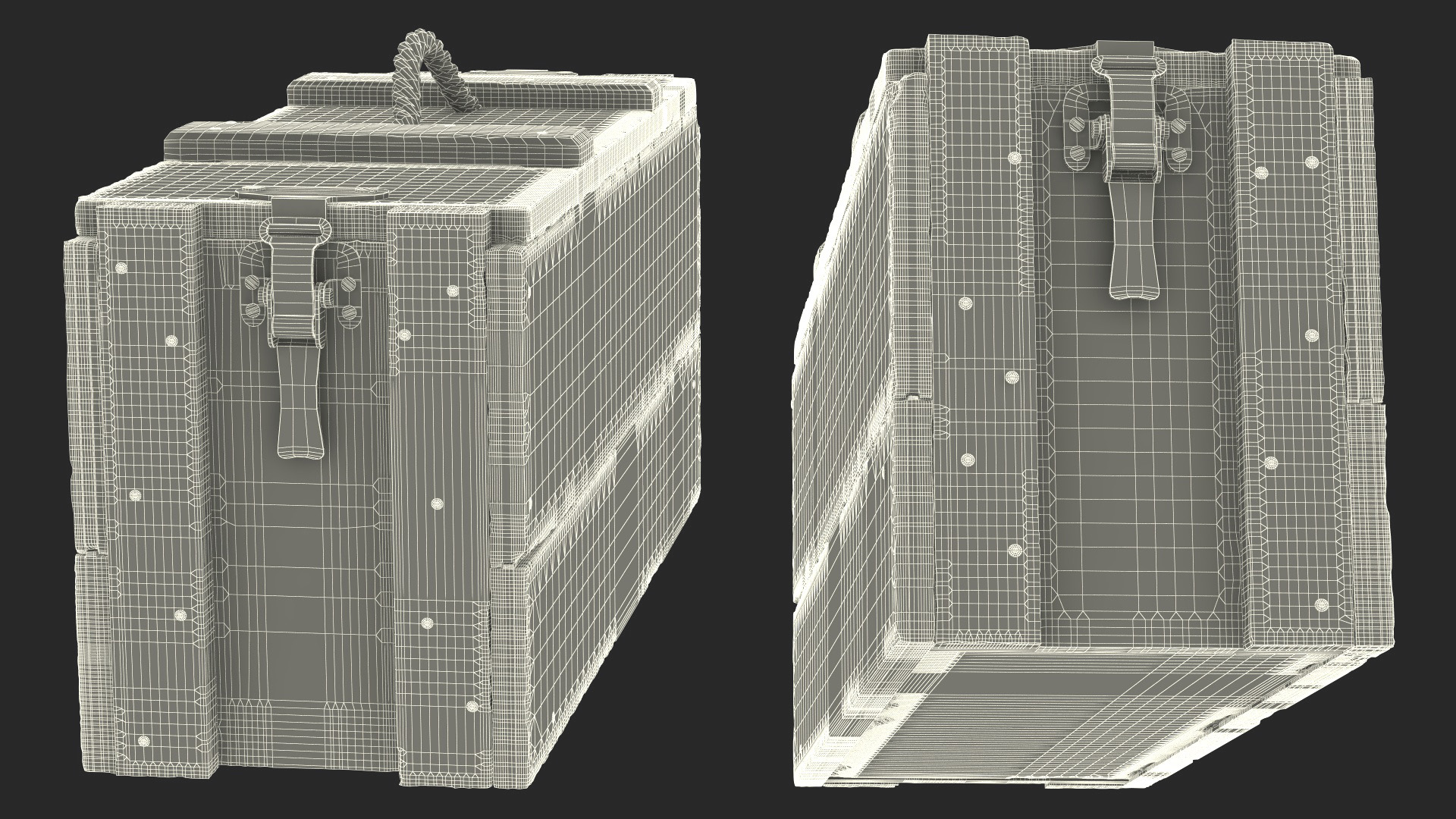 Vintage Wooden Military Ammo Crate 3D model