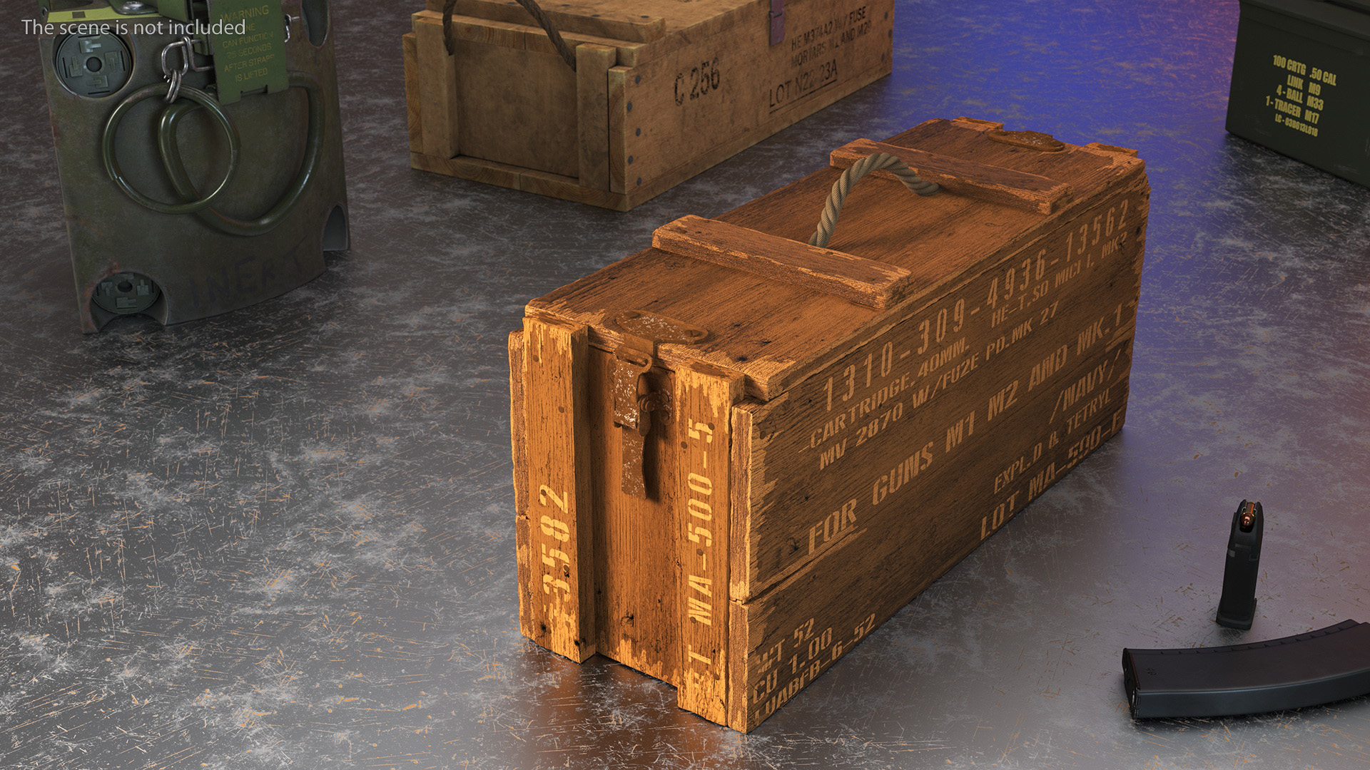 Vintage Wooden Military Ammo Crate 3D model