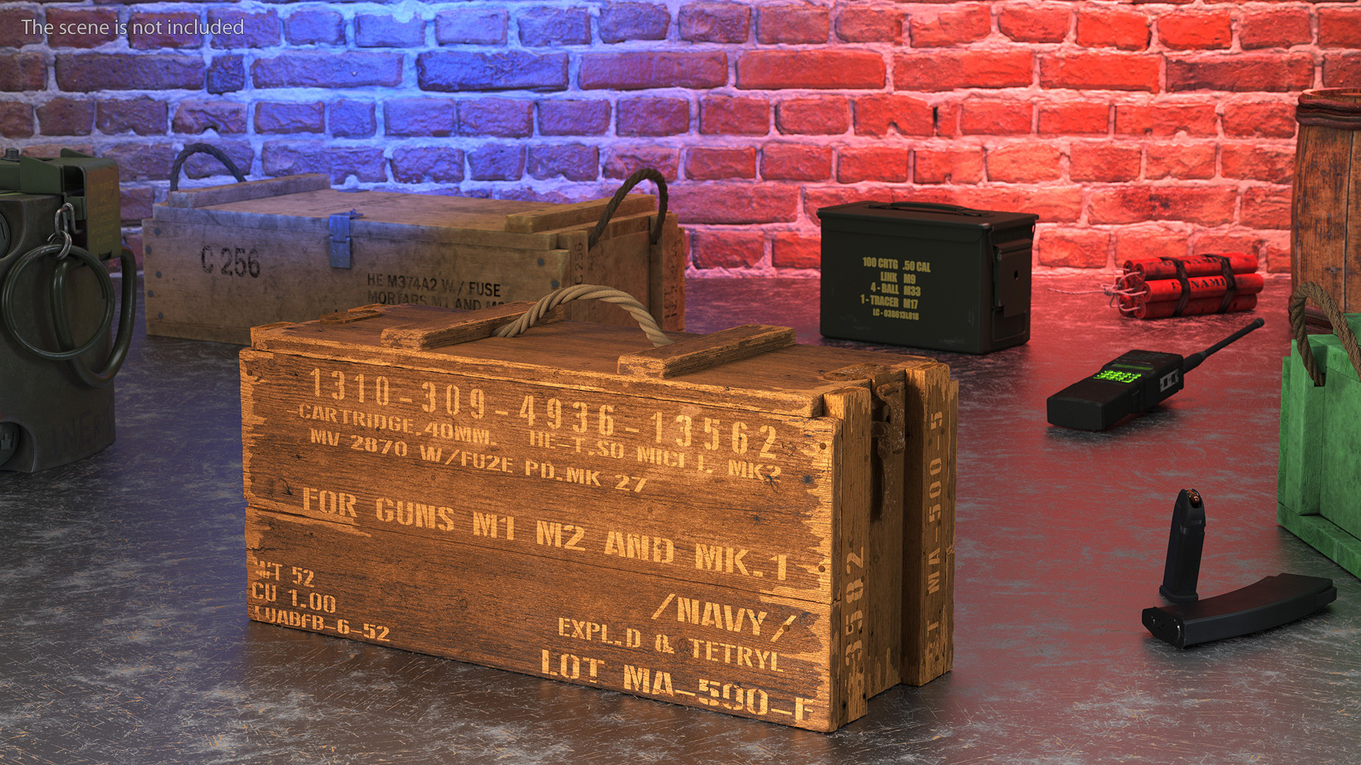 Vintage Wooden Military Ammo Crate 3D model