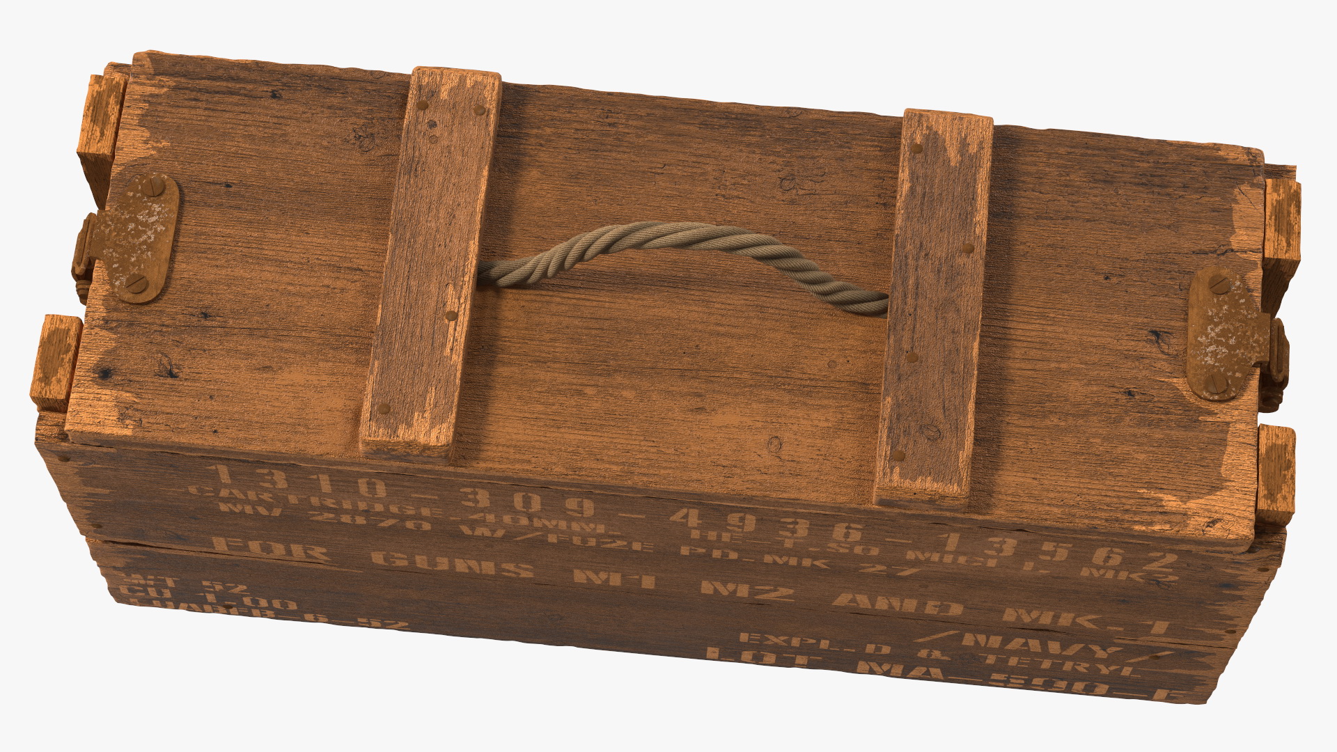 Vintage Wooden Military Ammo Crate 3D model