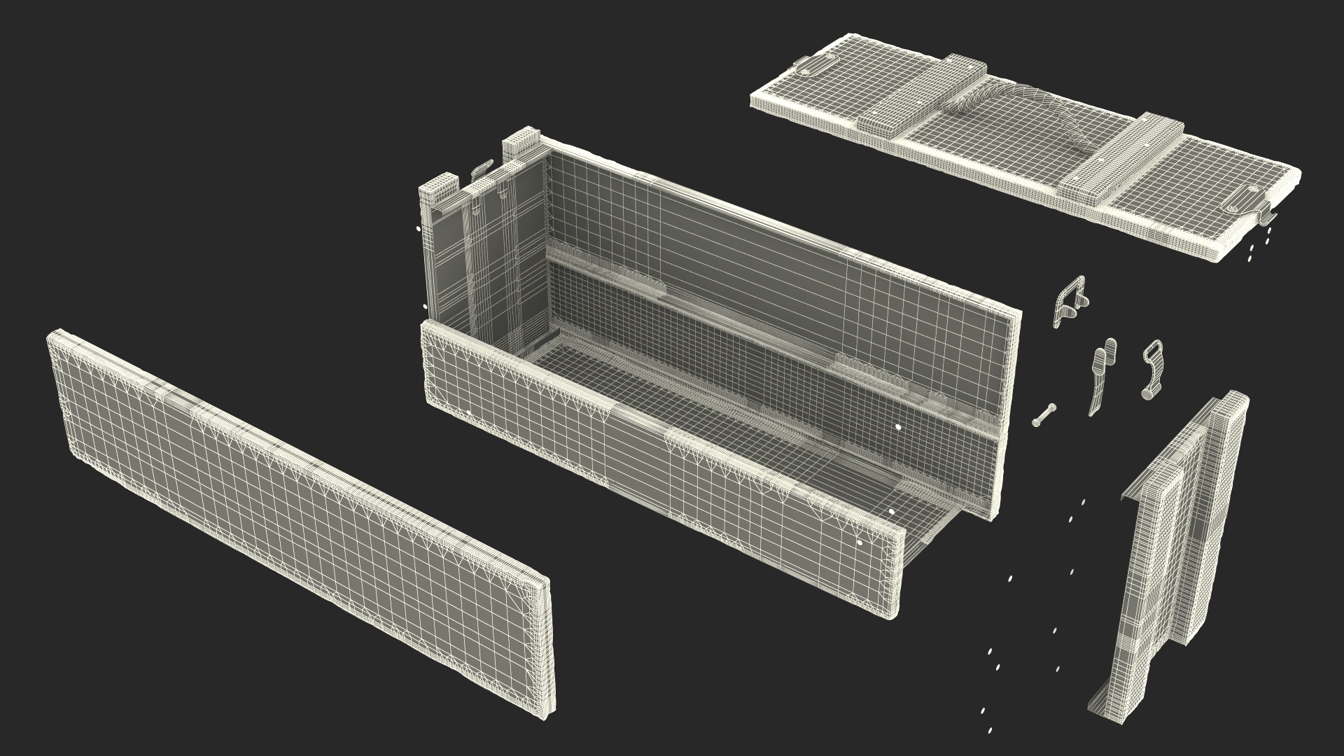 Vintage Wooden Military Ammo Crate 3D model