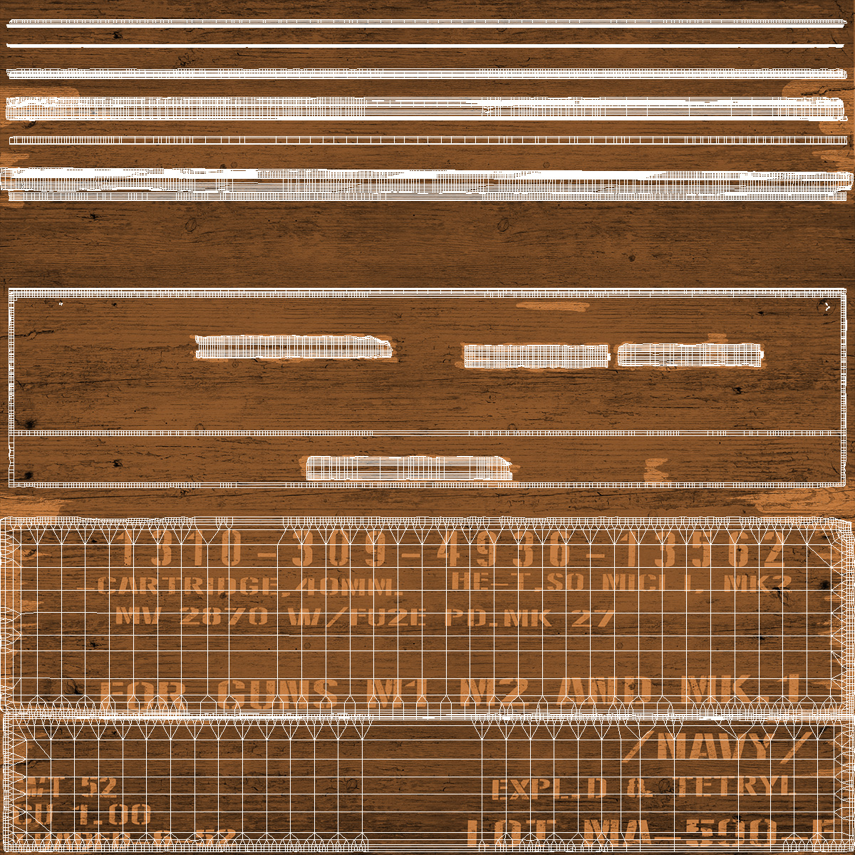 Vintage Wooden Military Ammo Crate 3D model