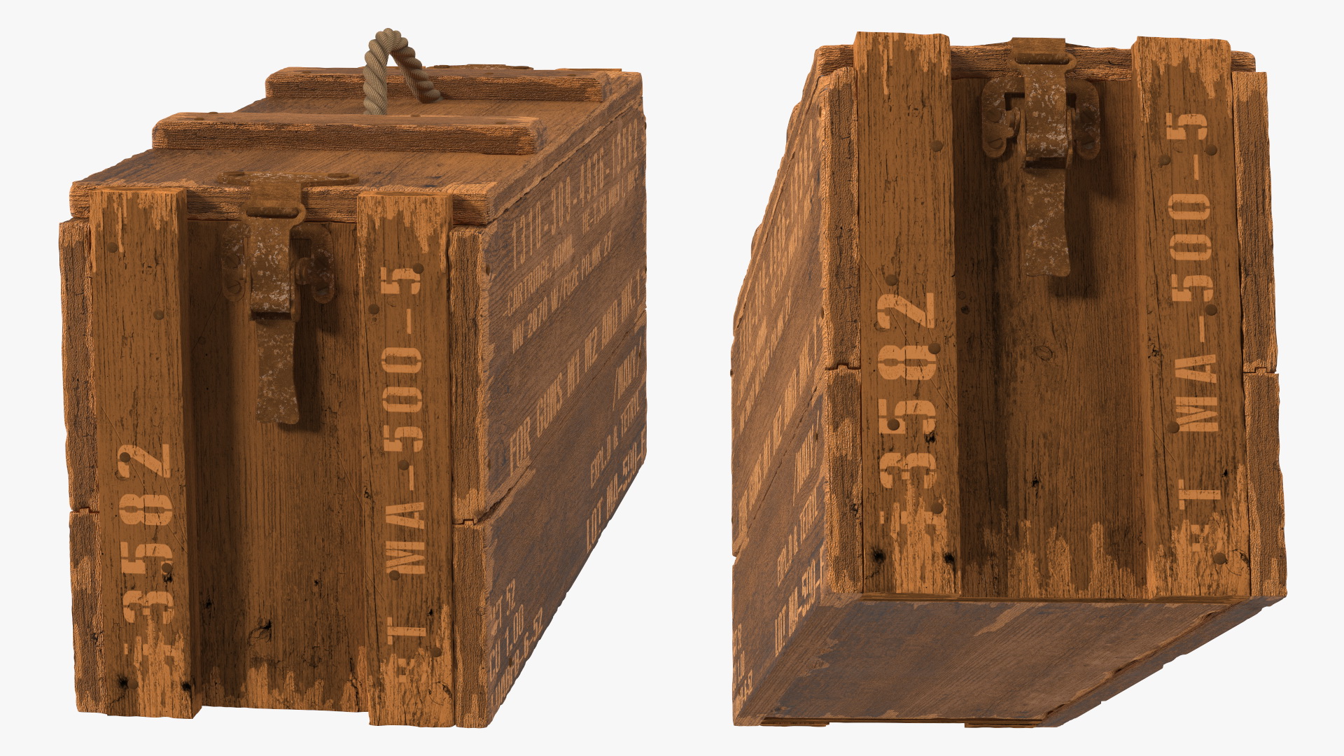 Vintage Wooden Military Ammo Crate 3D model