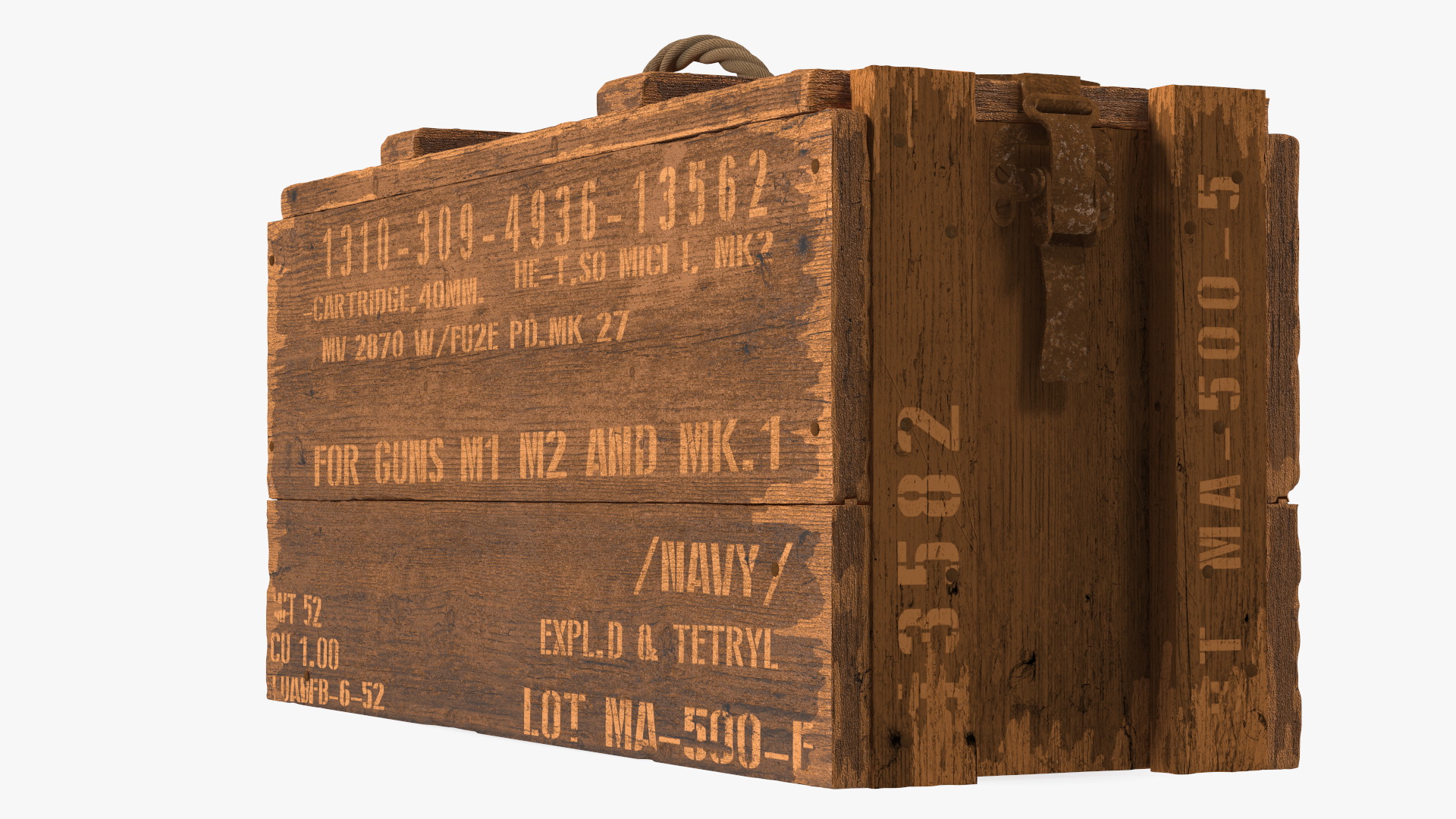 Vintage Wooden Military Ammo Crate 3D model