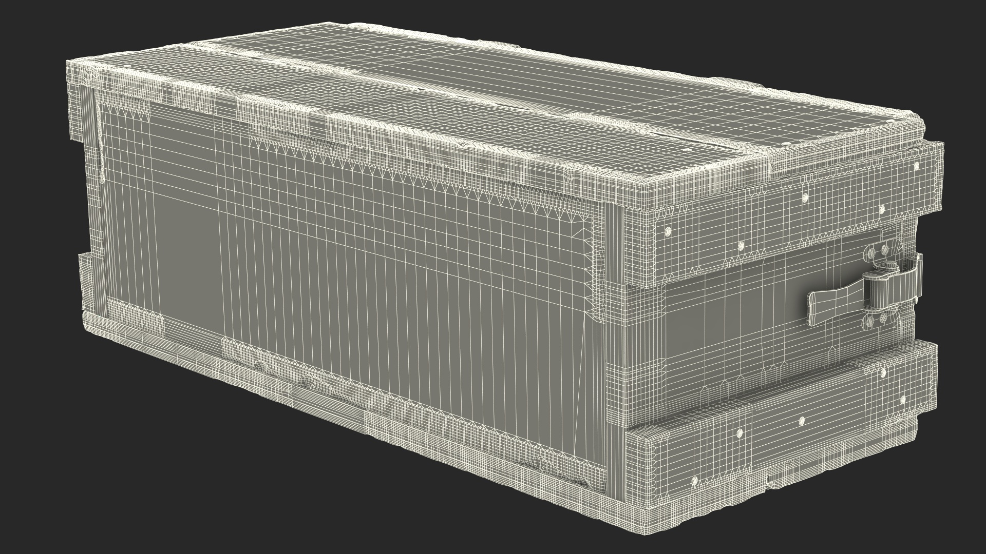 Vintage Wooden Military Ammo Crate 3D model