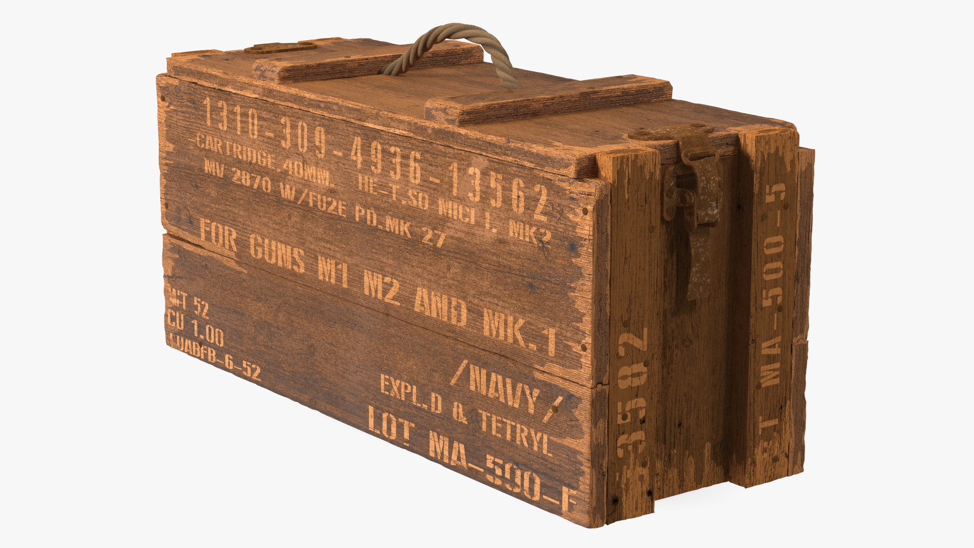 Vintage Wooden Military Ammo Crate 3D model