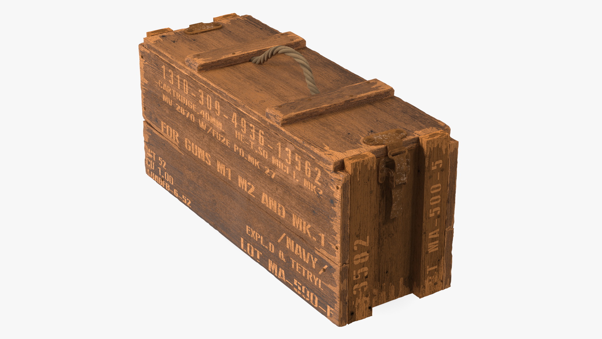 Vintage Wooden Military Ammo Crate 3D model