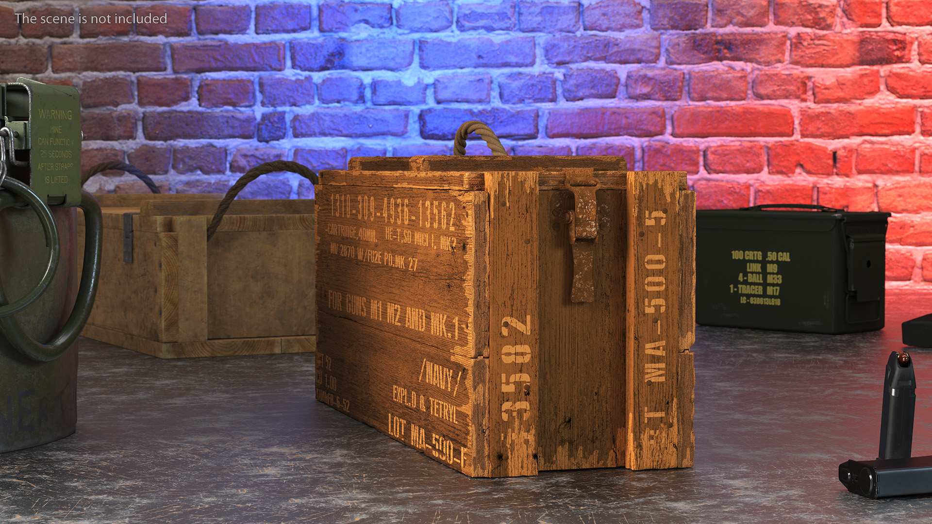 Vintage Wooden Military Ammo Crate 3D model