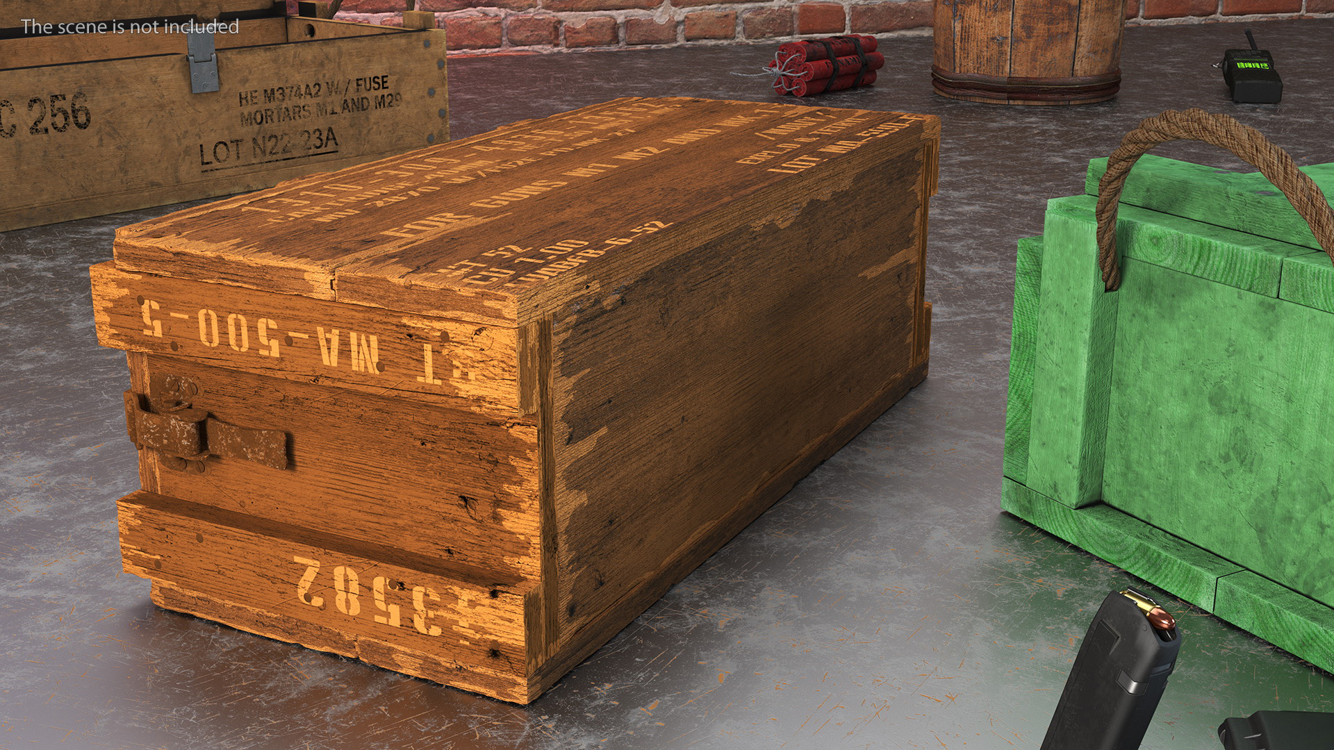 Vintage Wooden Military Ammo Crate 3D model