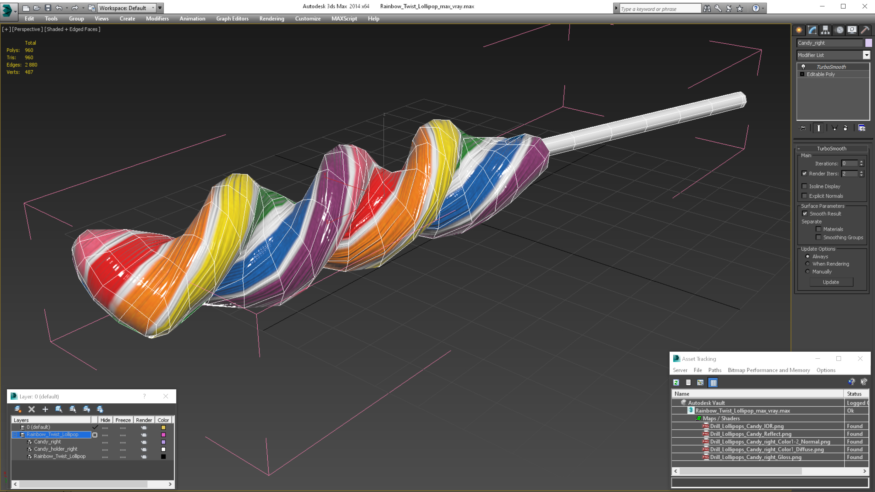 Rainbow Twist Lollipop 3D