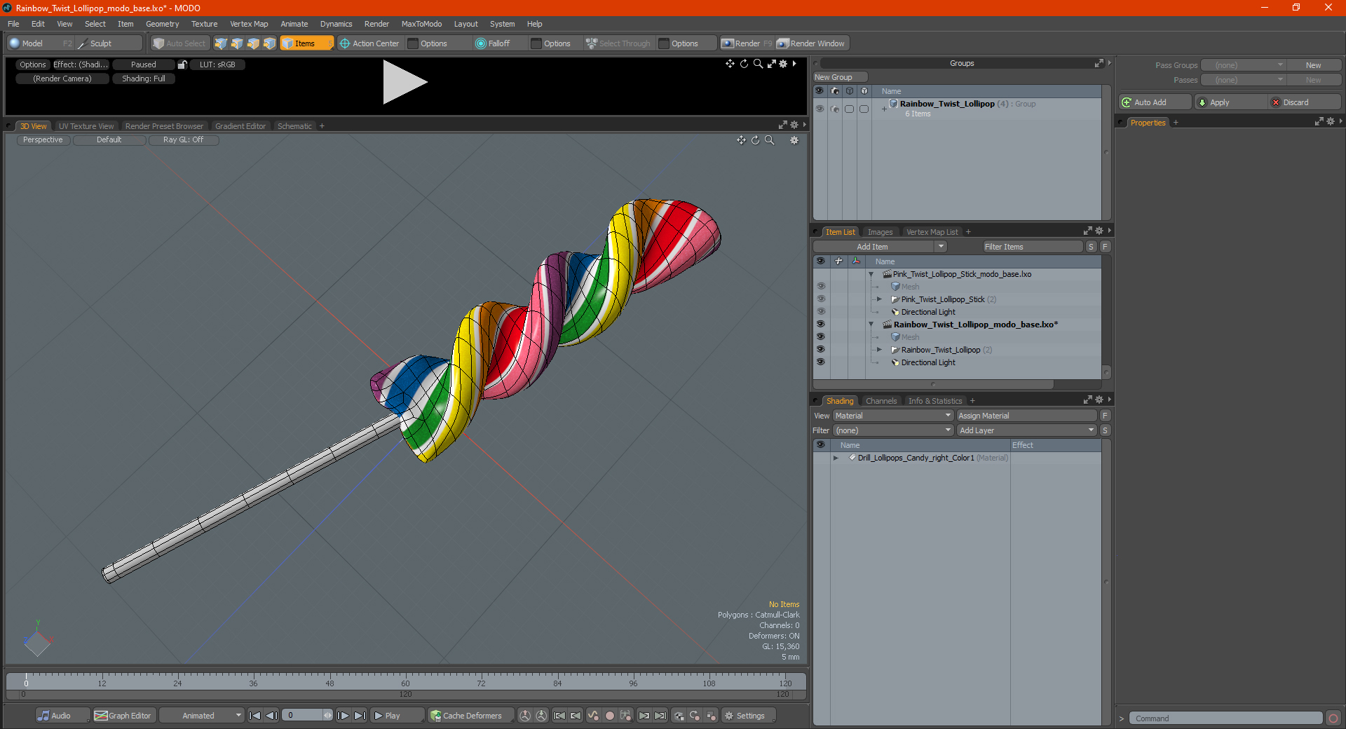 Rainbow Twist Lollipop 3D