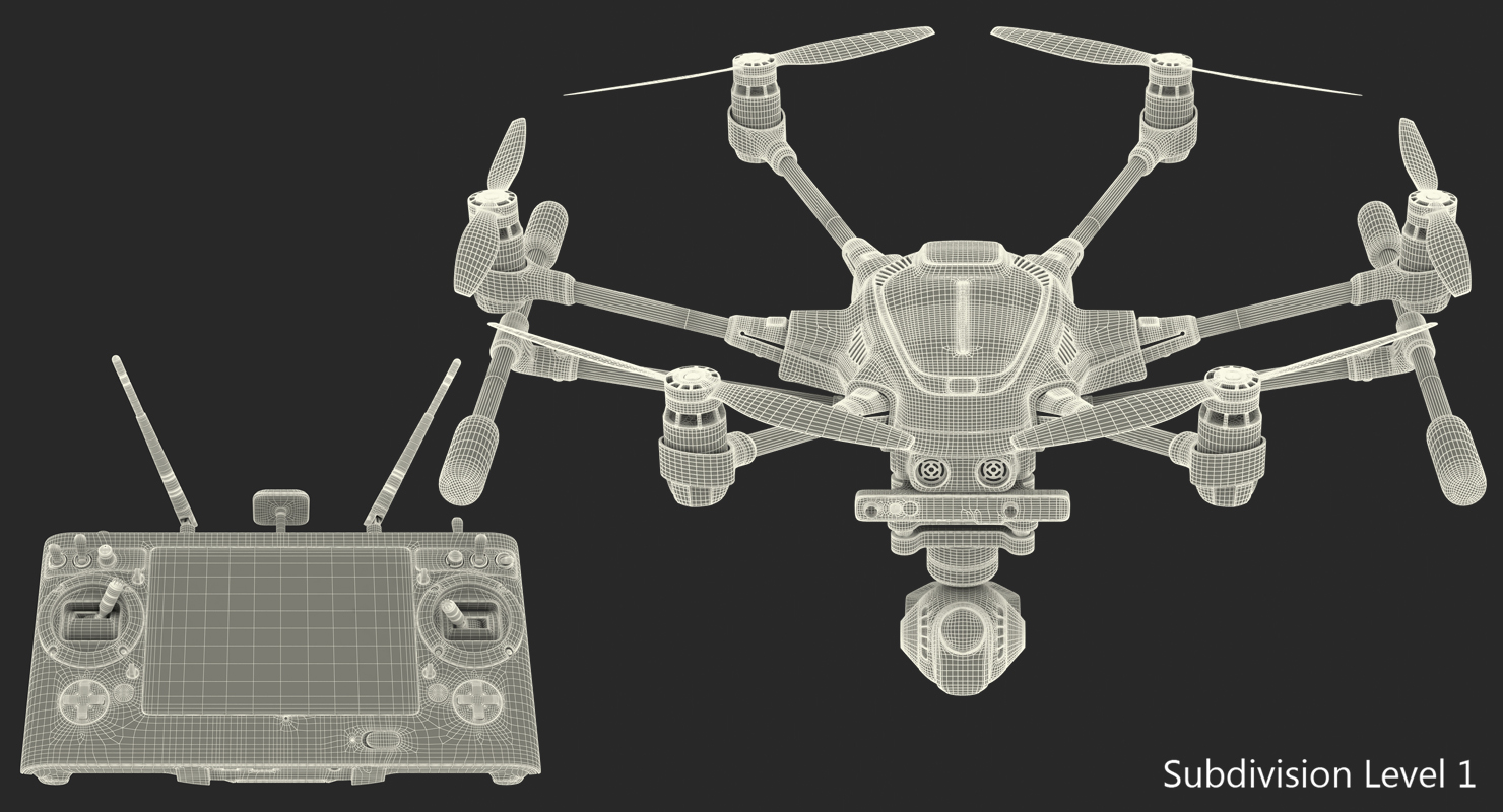 3D model Yuneec Typhoon H Videography Hexacopter Set Rigged