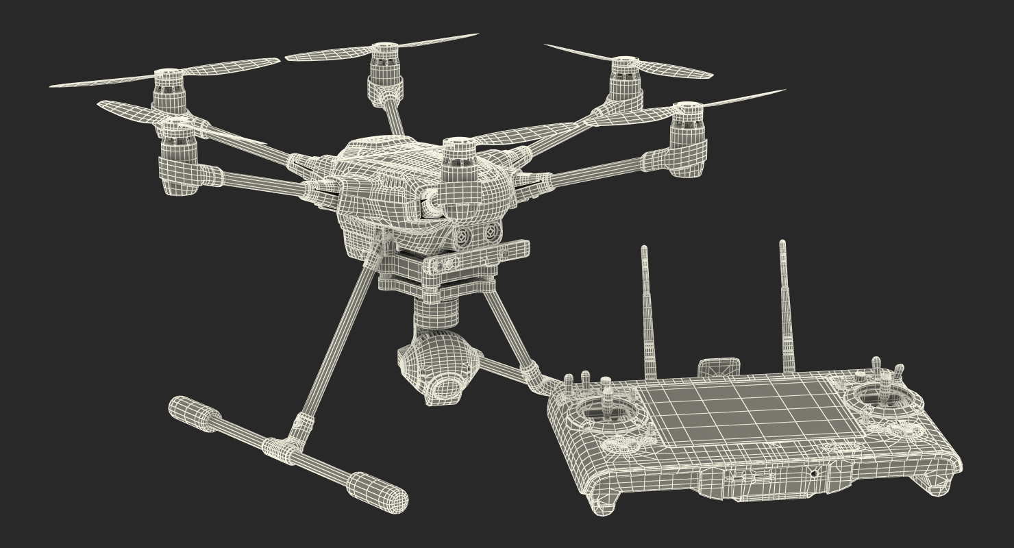 3D model Yuneec Typhoon H Videography Hexacopter Set Rigged