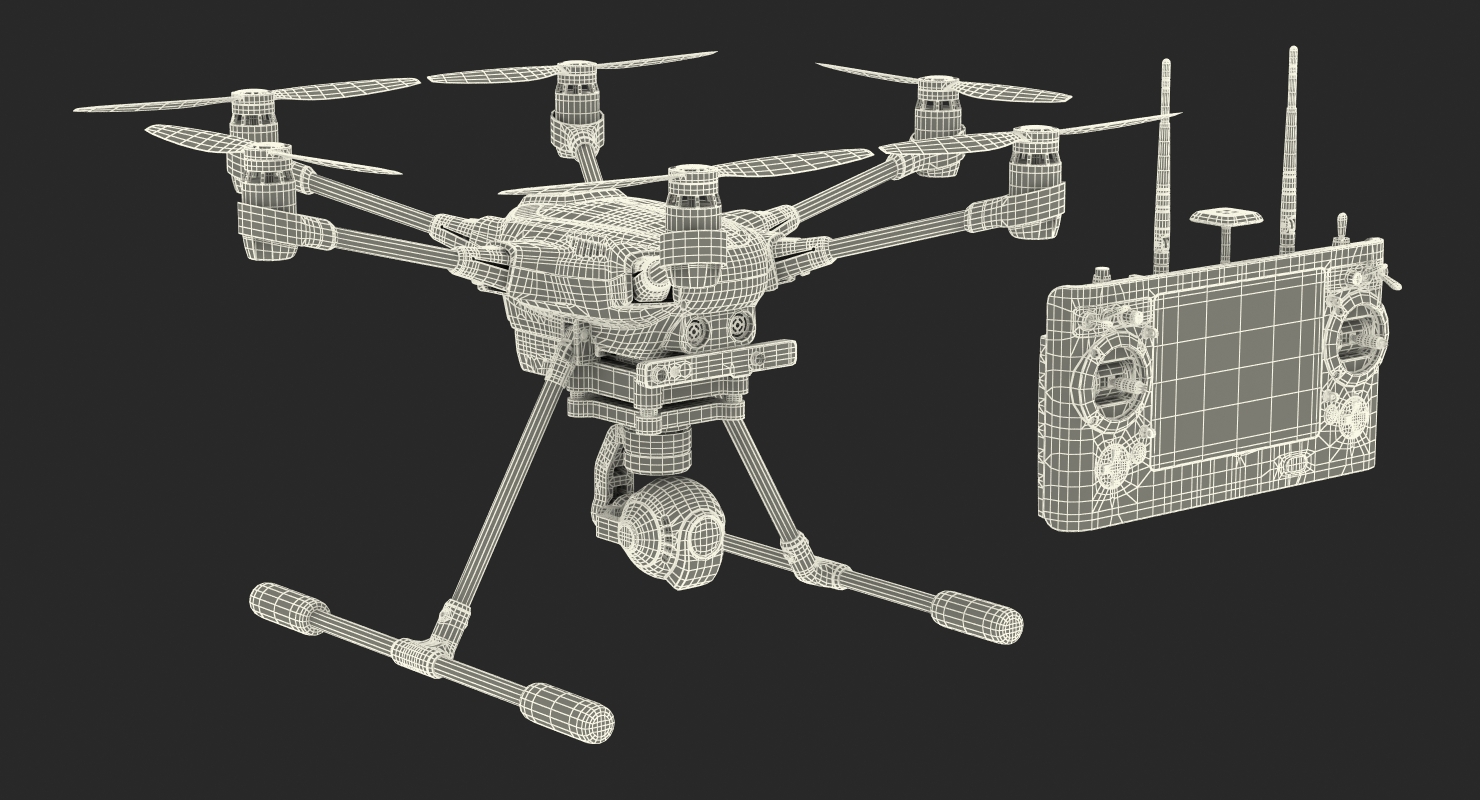 3D model Yuneec Typhoon H Videography Hexacopter Set Rigged