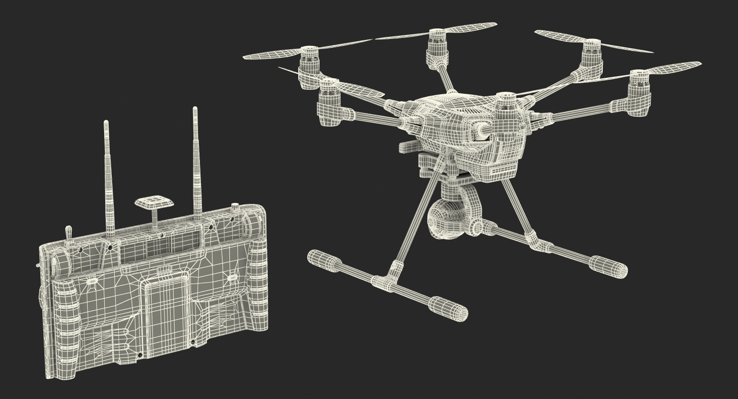 3D model Yuneec Typhoon H Videography Hexacopter Set Rigged